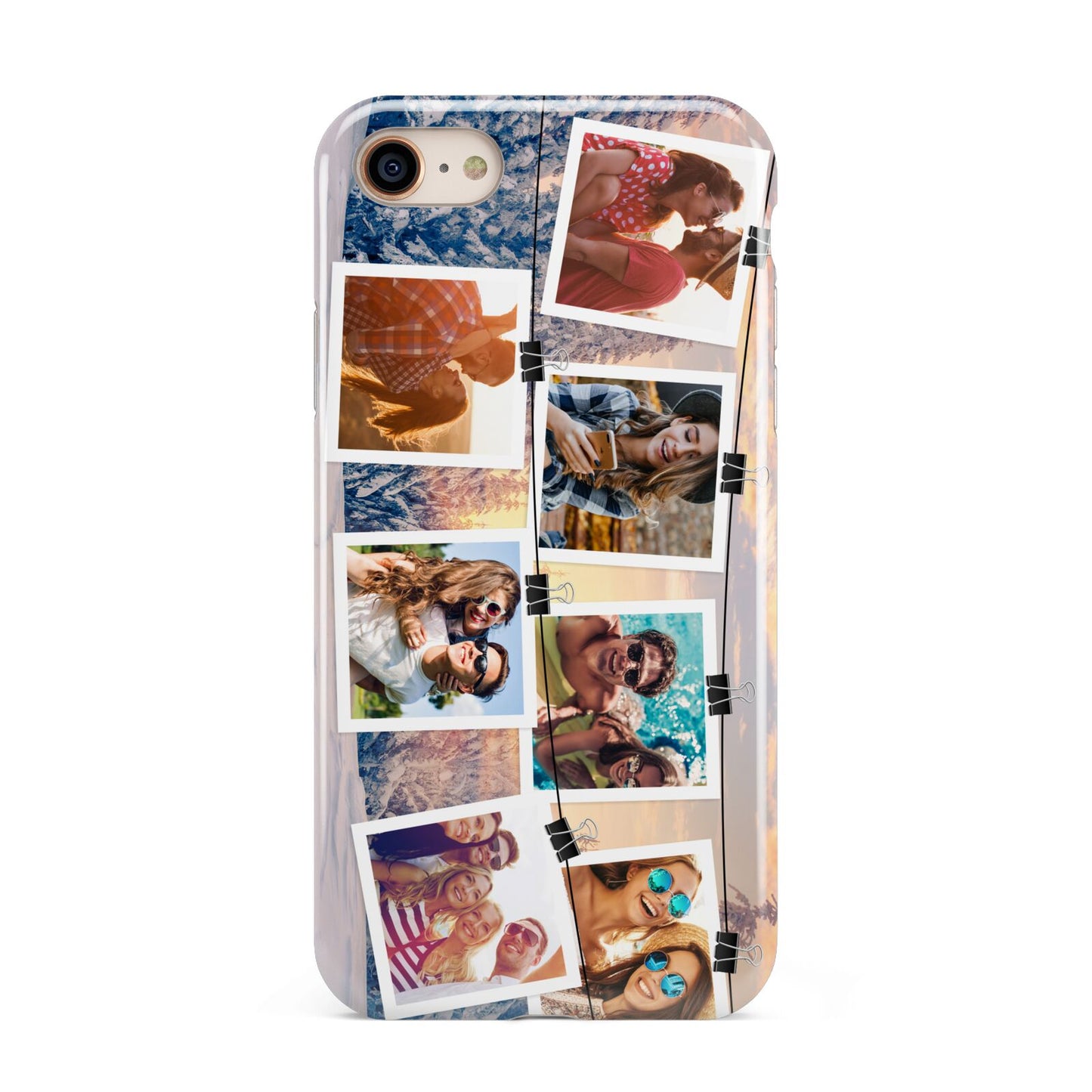 Photo Upload Montage iPhone 8 3D Tough Case on Gold Phone