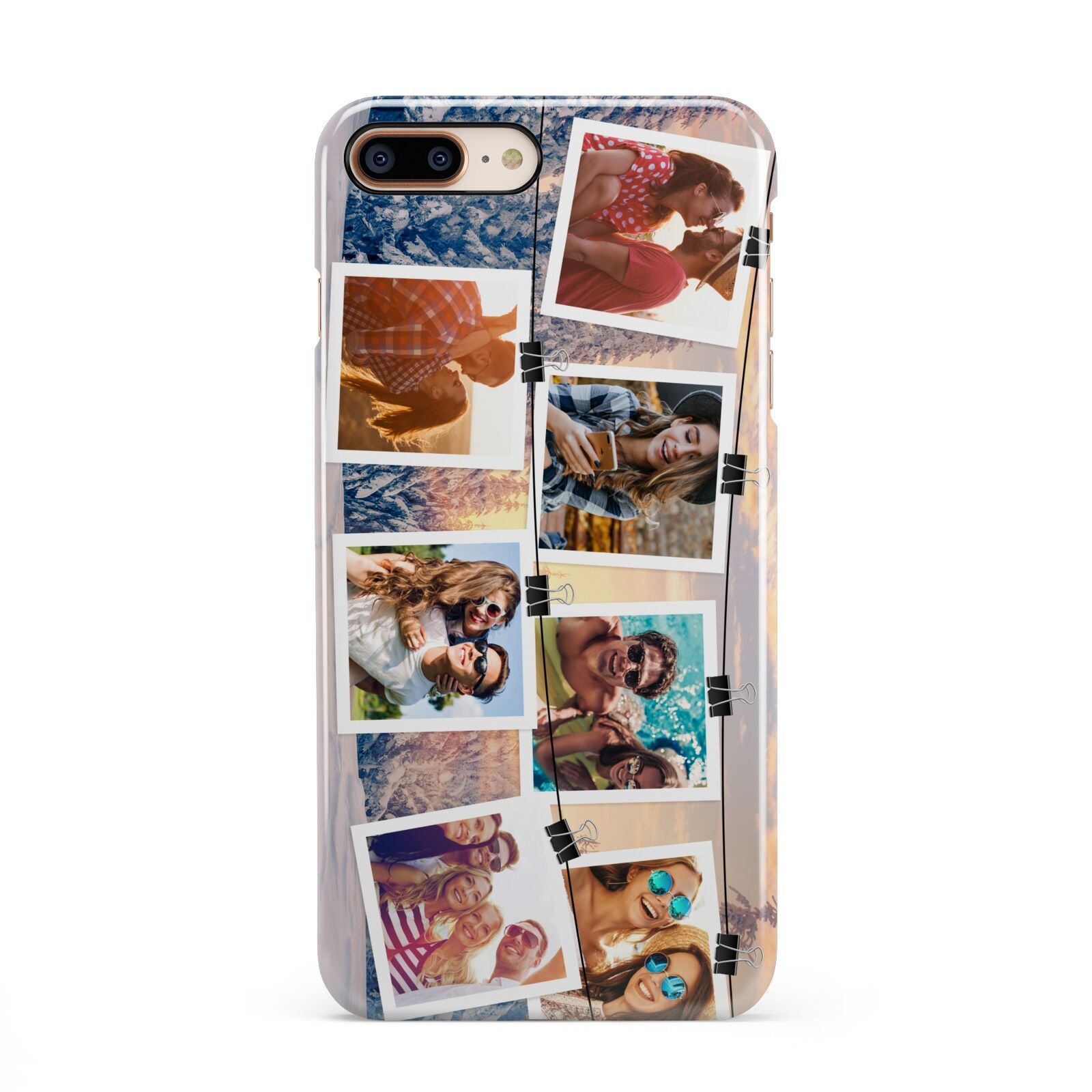 Photo Upload Montage iPhone 8 Plus 3D Snap Case on Gold Phone