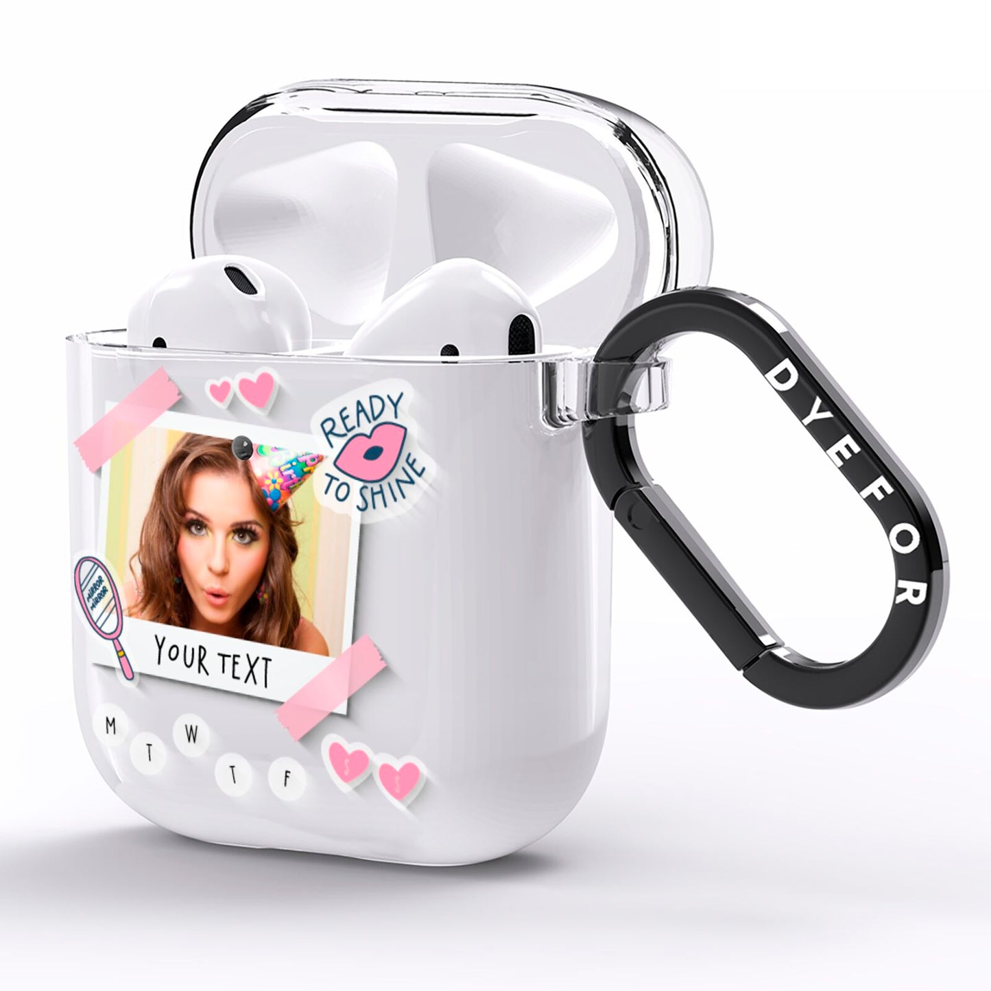 Photo Upload with Text AirPods Clear Case Side Image
