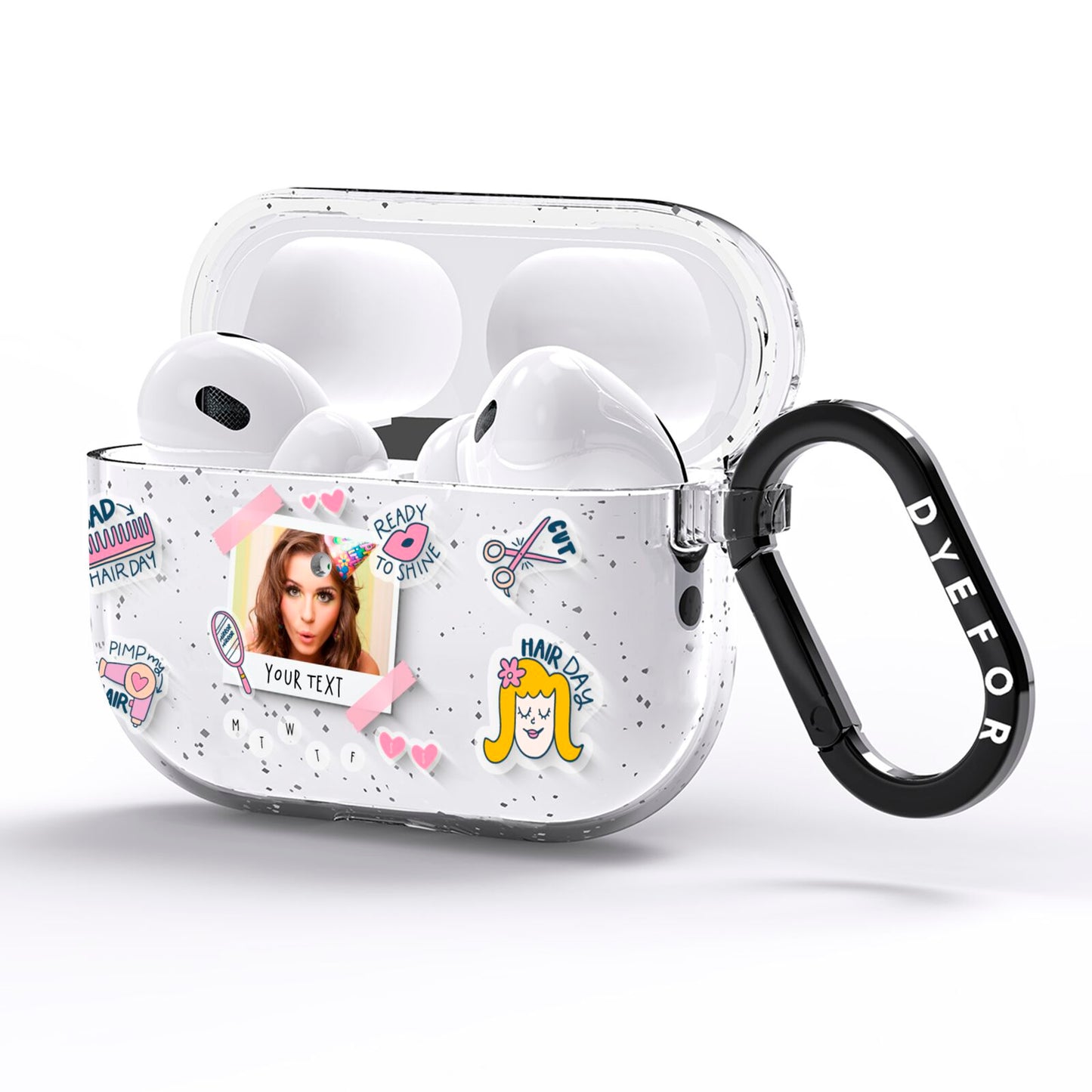 Photo Upload with Text AirPods Pro Glitter Case Side Image