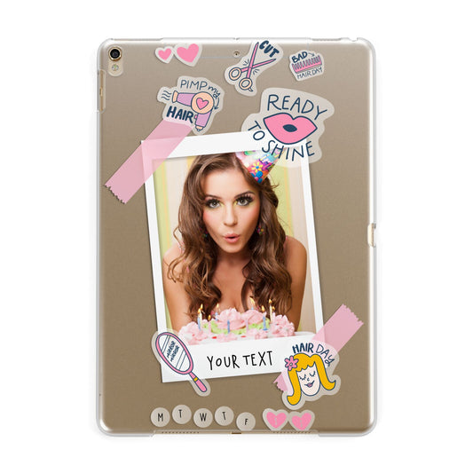 Photo Upload with Text Apple iPad Gold Case