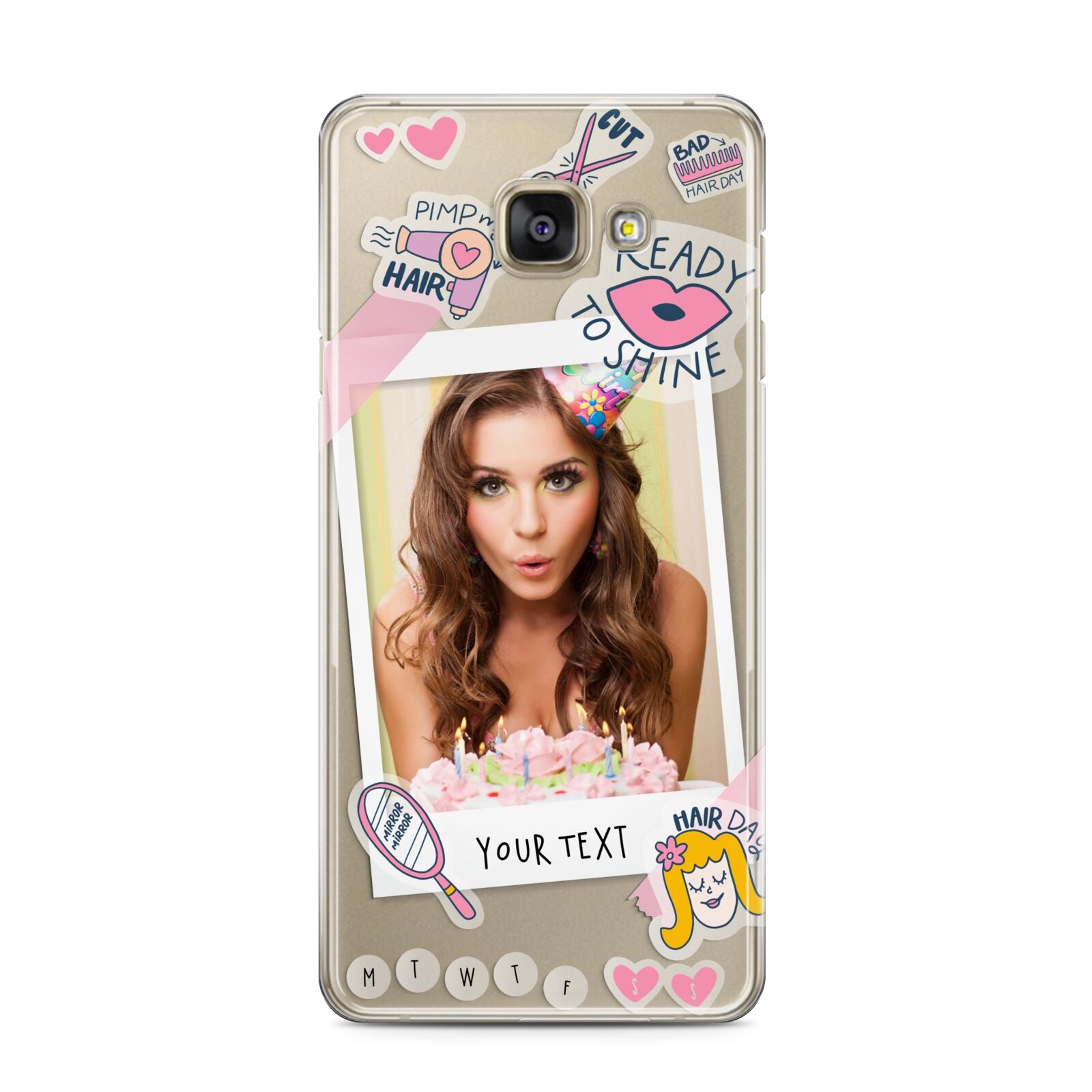 Photo Upload with Text Samsung Galaxy A3 2016 Case on gold phone