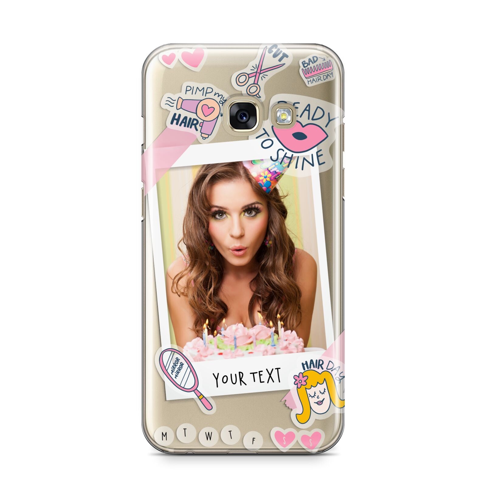 Photo Upload with Text Samsung Galaxy A3 2017 Case on gold phone