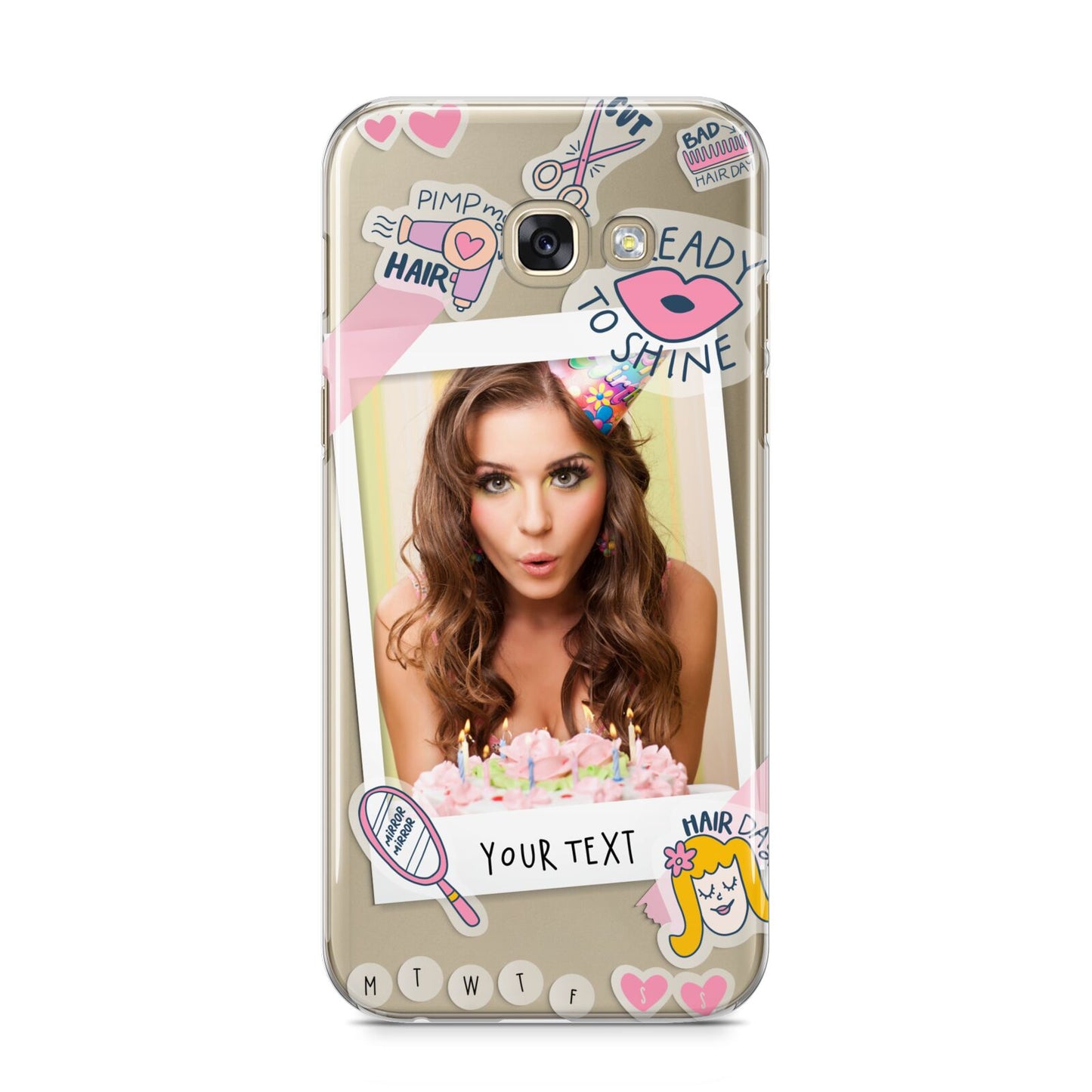 Photo Upload with Text Samsung Galaxy A5 2017 Case on gold phone