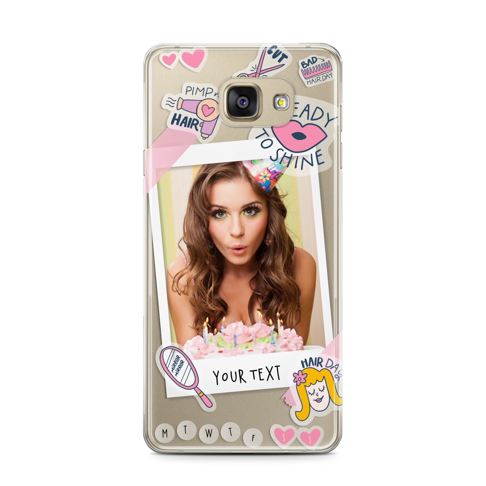 Photo Upload with Text Samsung Galaxy A7 2016 Case on gold phone