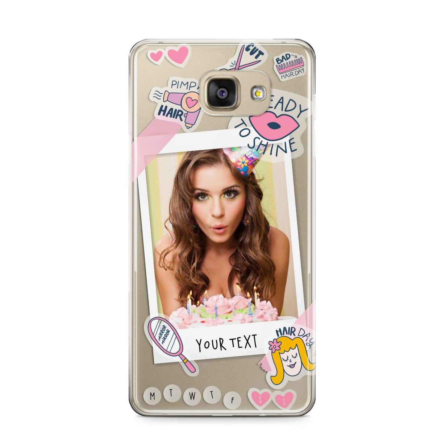 Photo Upload with Text Samsung Galaxy A9 2016 Case on gold phone