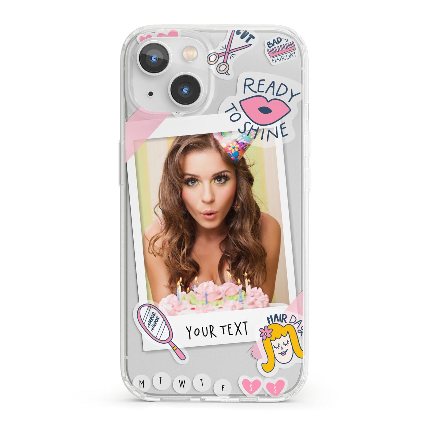 Photo Upload with Text iPhone 13 Clear Bumper Case