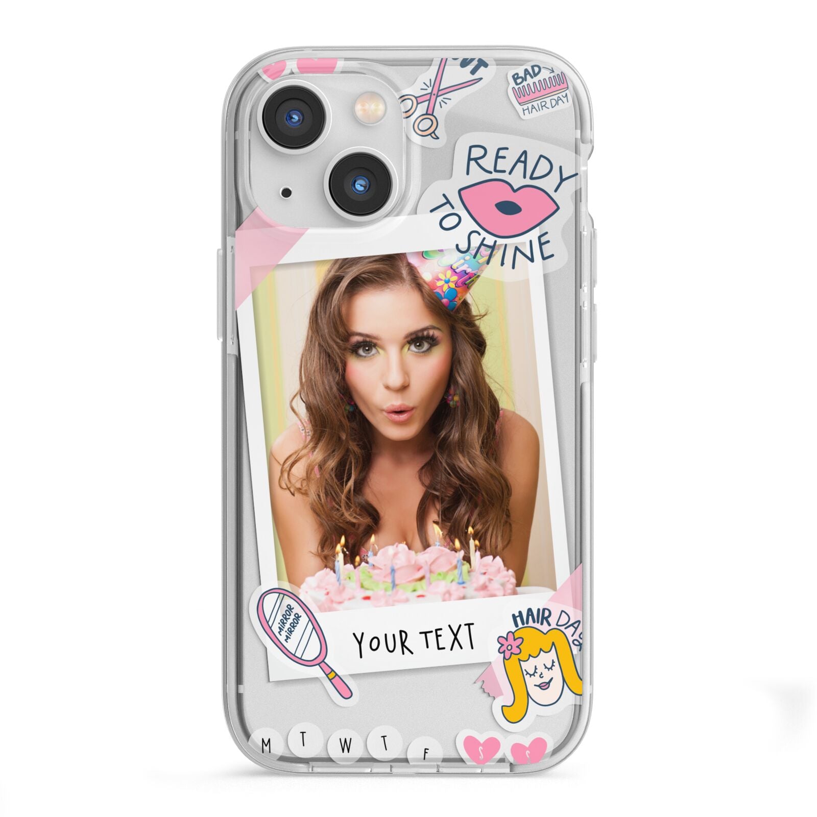 Photo Upload with Text iPhone 13 Mini TPU Impact Case with White Edges