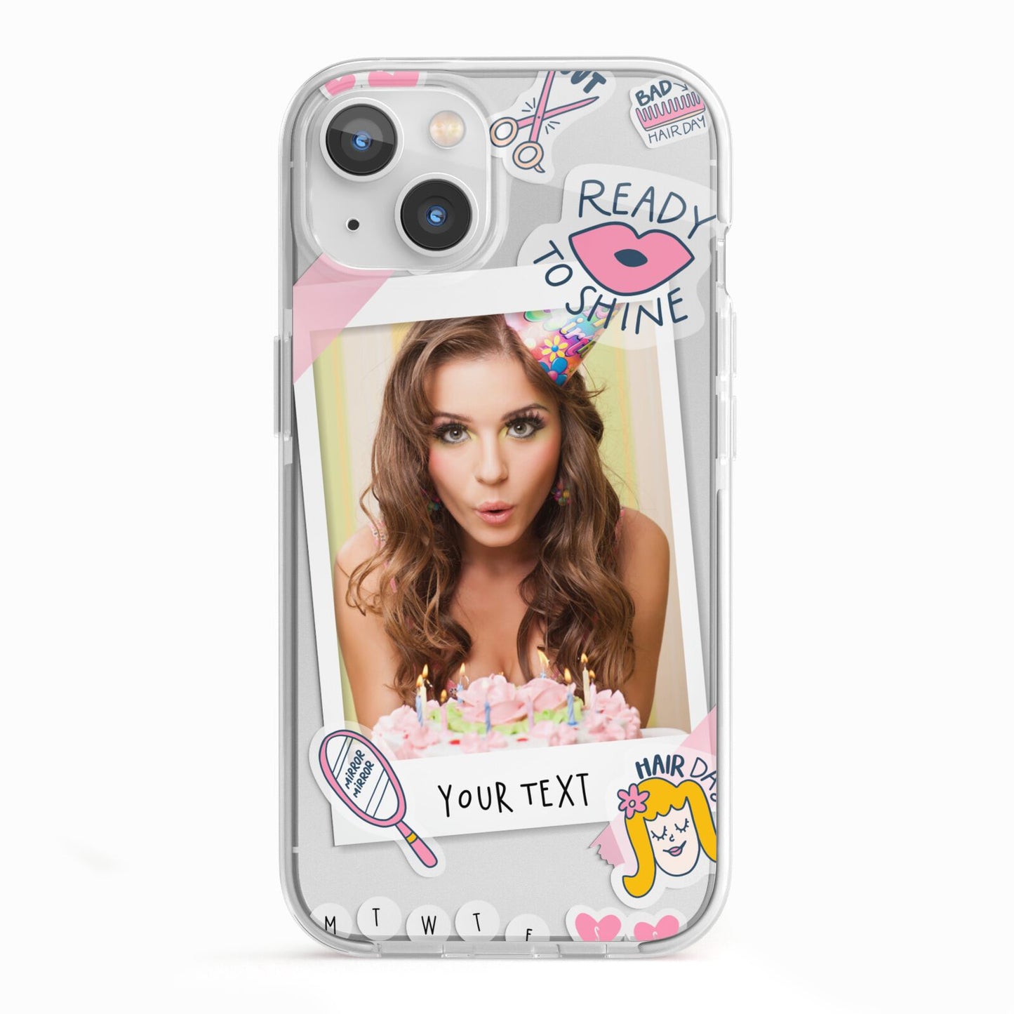 Photo Upload with Text iPhone 13 TPU Impact Case with White Edges