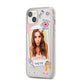 Photo Upload with Text iPhone 14 Plus Clear Tough Case Starlight Angled Image