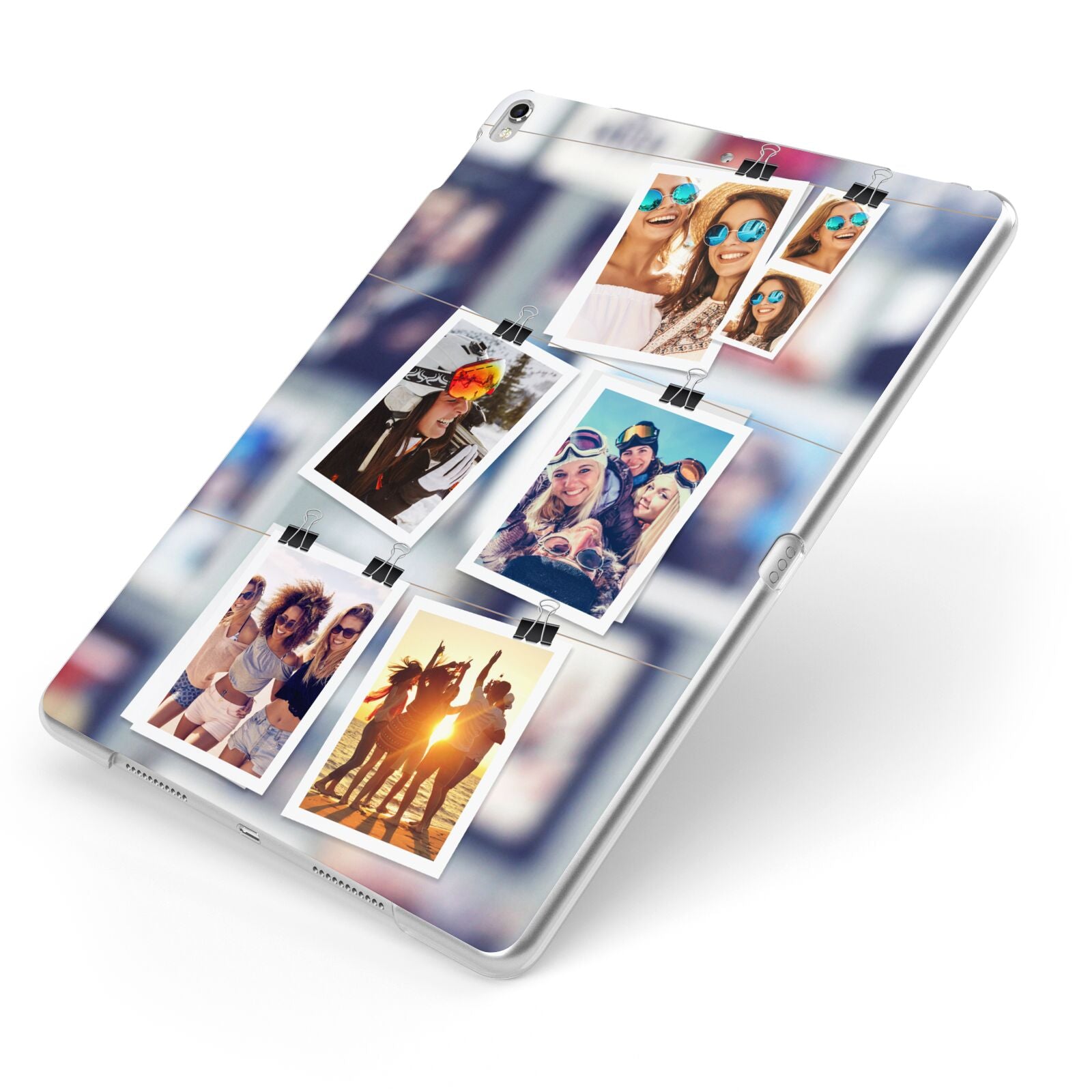 Photo Wall Montage Upload Apple iPad Case on Silver iPad Side View