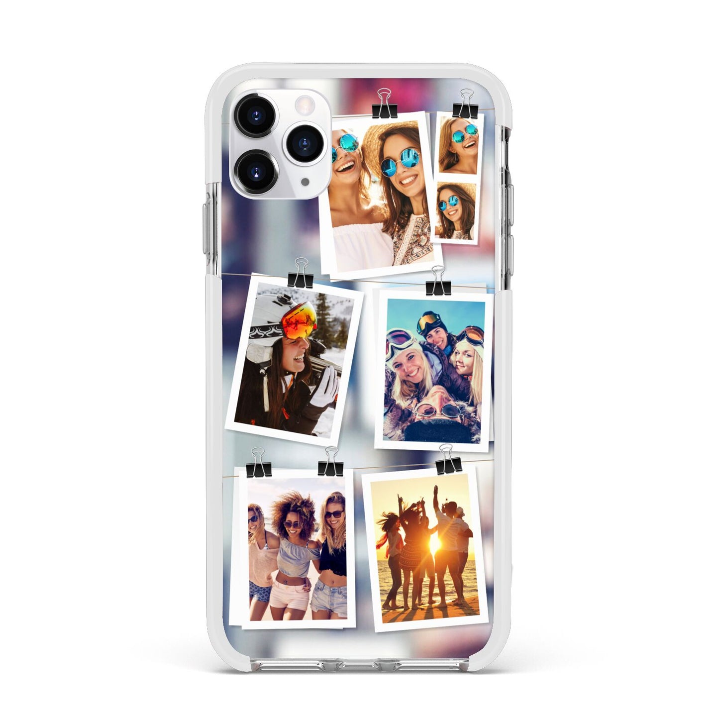 Photo Wall Montage Upload Apple iPhone 11 Pro Max in Silver with White Impact Case