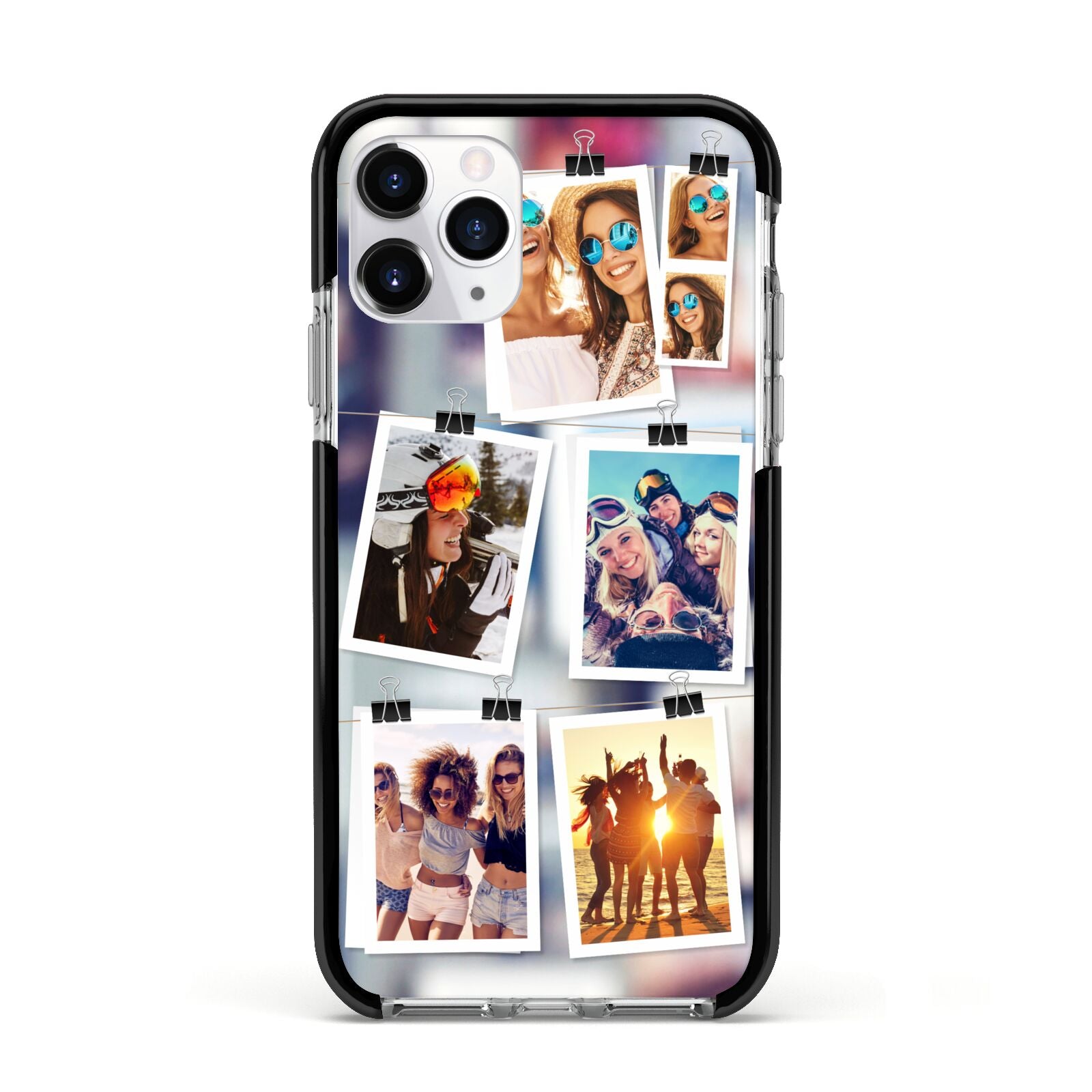 Photo Wall Montage Upload Apple iPhone 11 Pro in Silver with Black Impact Case