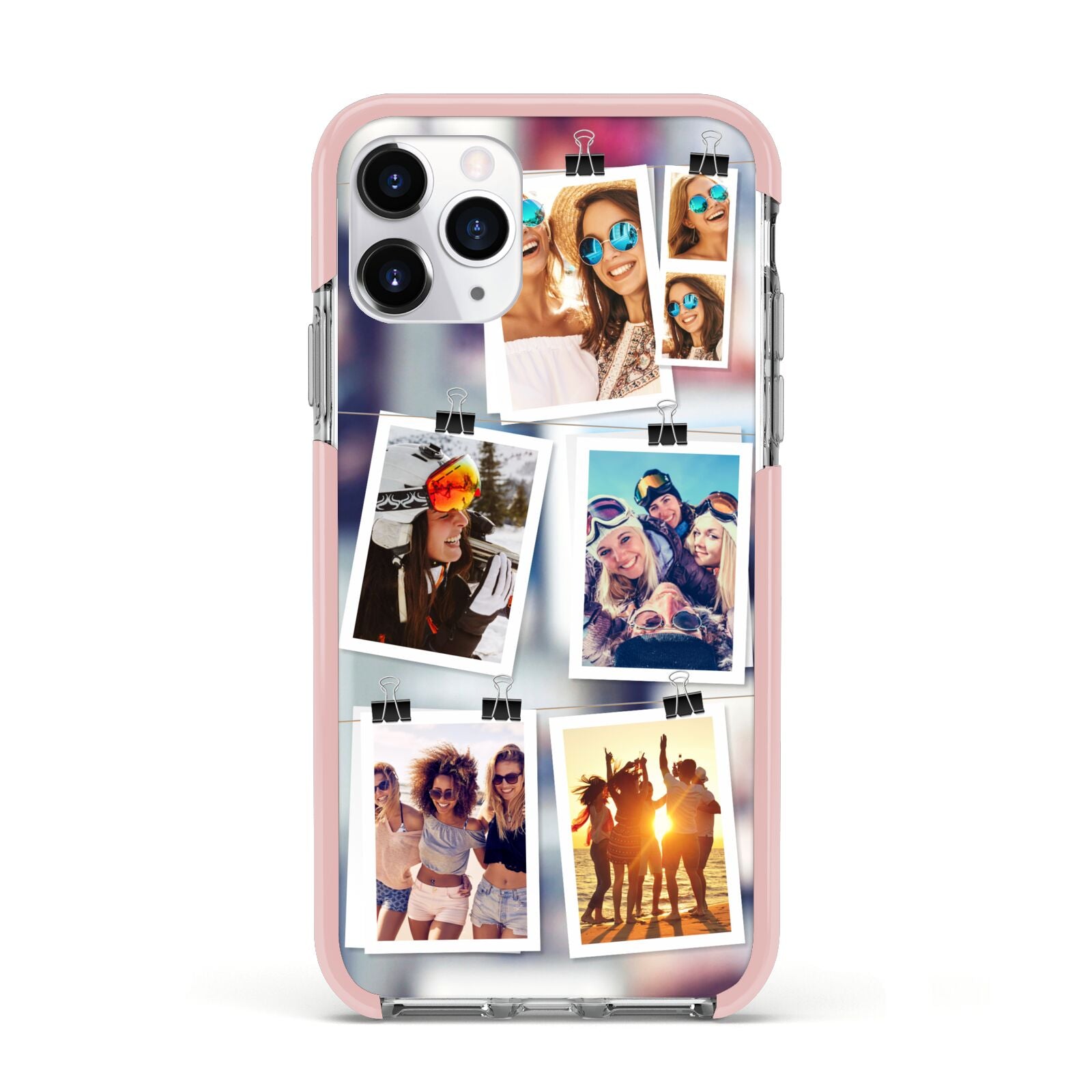 Photo Wall Montage Upload Apple iPhone 11 Pro in Silver with Pink Impact Case