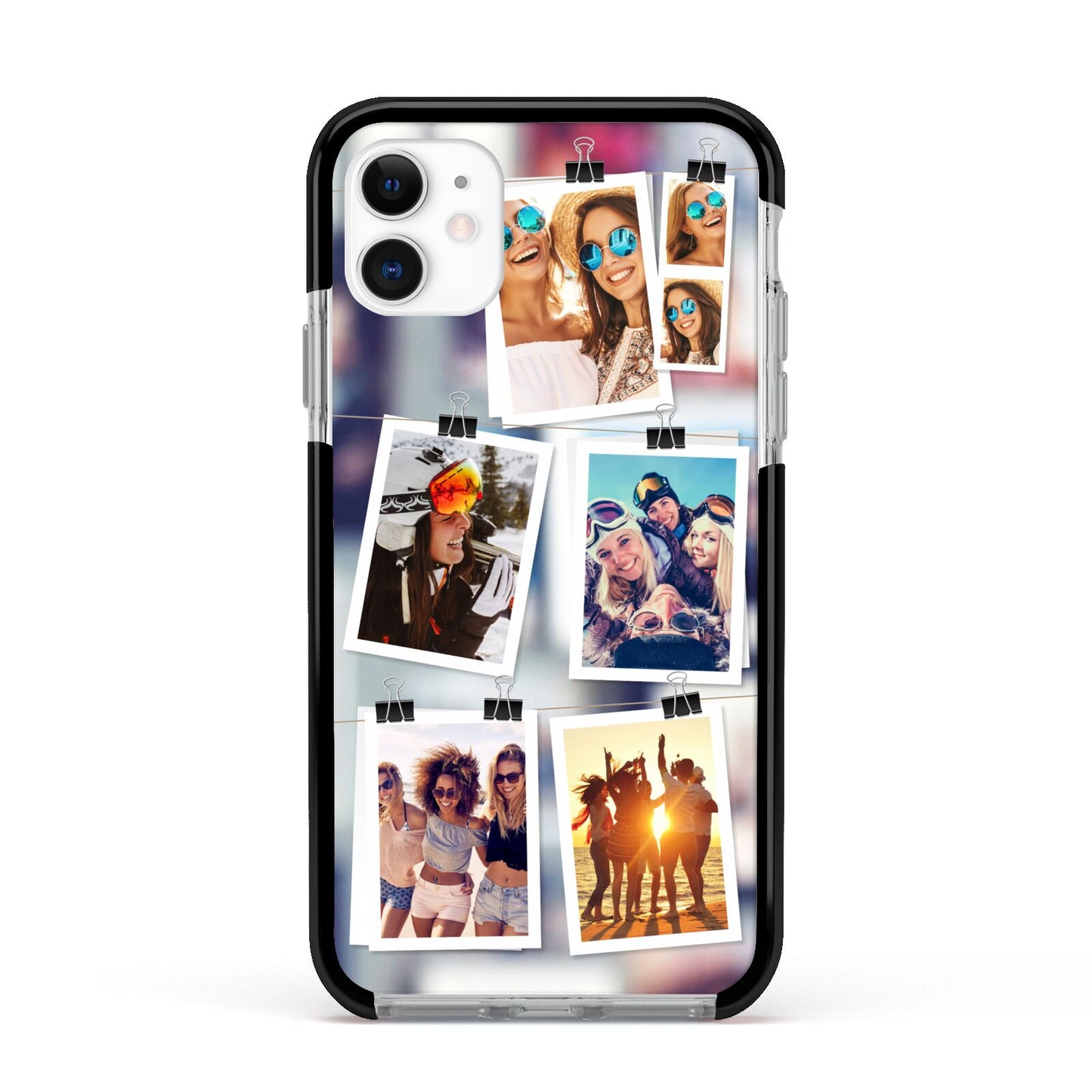 Photo Wall Montage Upload Apple iPhone 11 in White with Black Impact Case