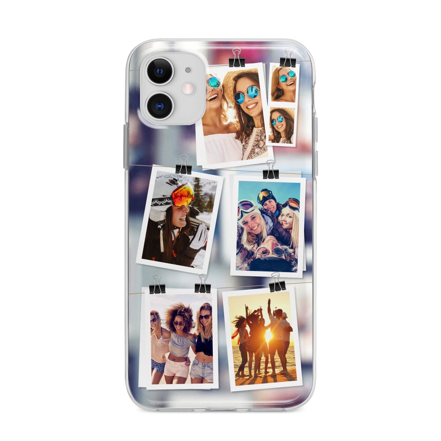 Photo Wall Montage Upload Apple iPhone 11 in White with Bumper Case