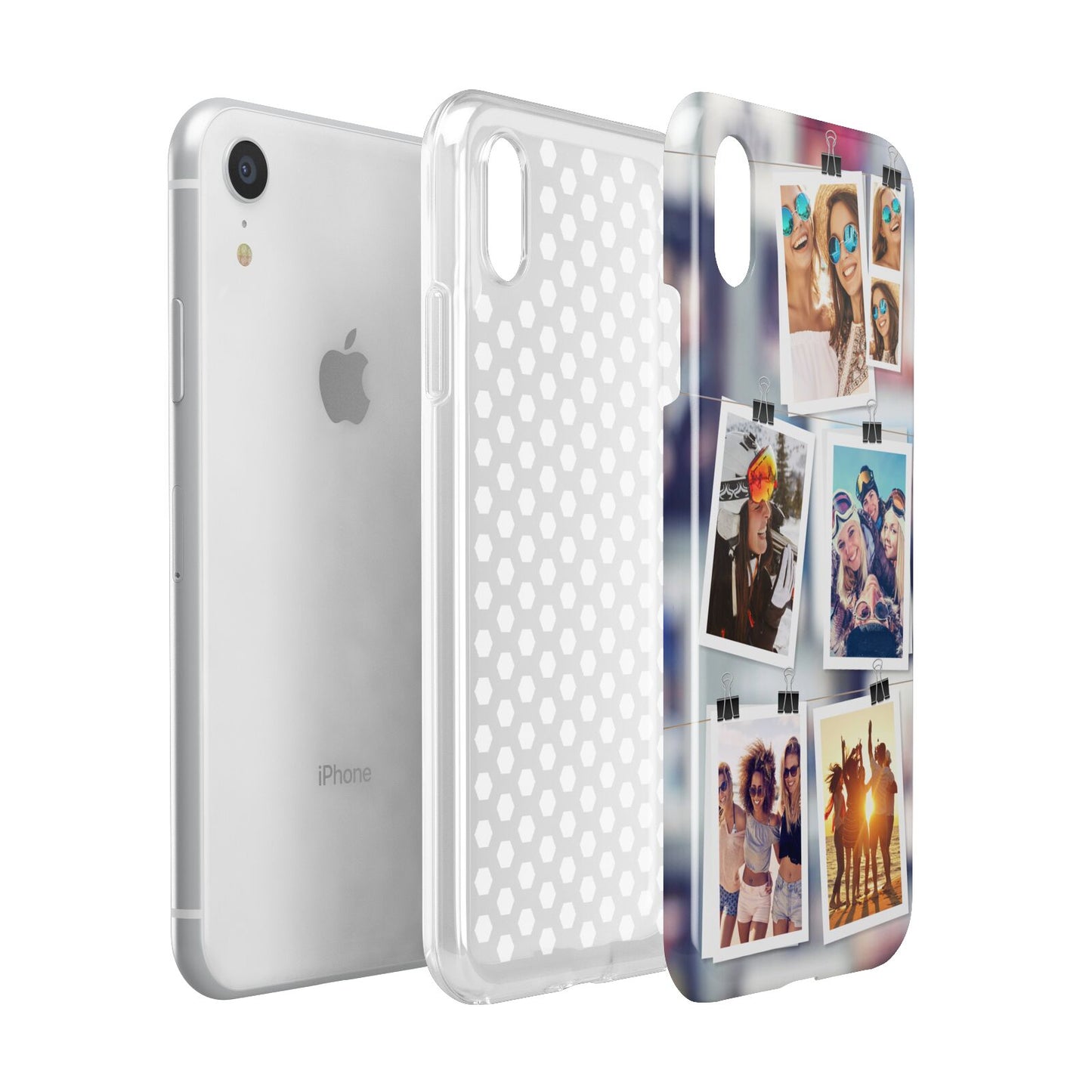 Photo Wall Montage Upload Apple iPhone XR White 3D Tough Case Expanded view