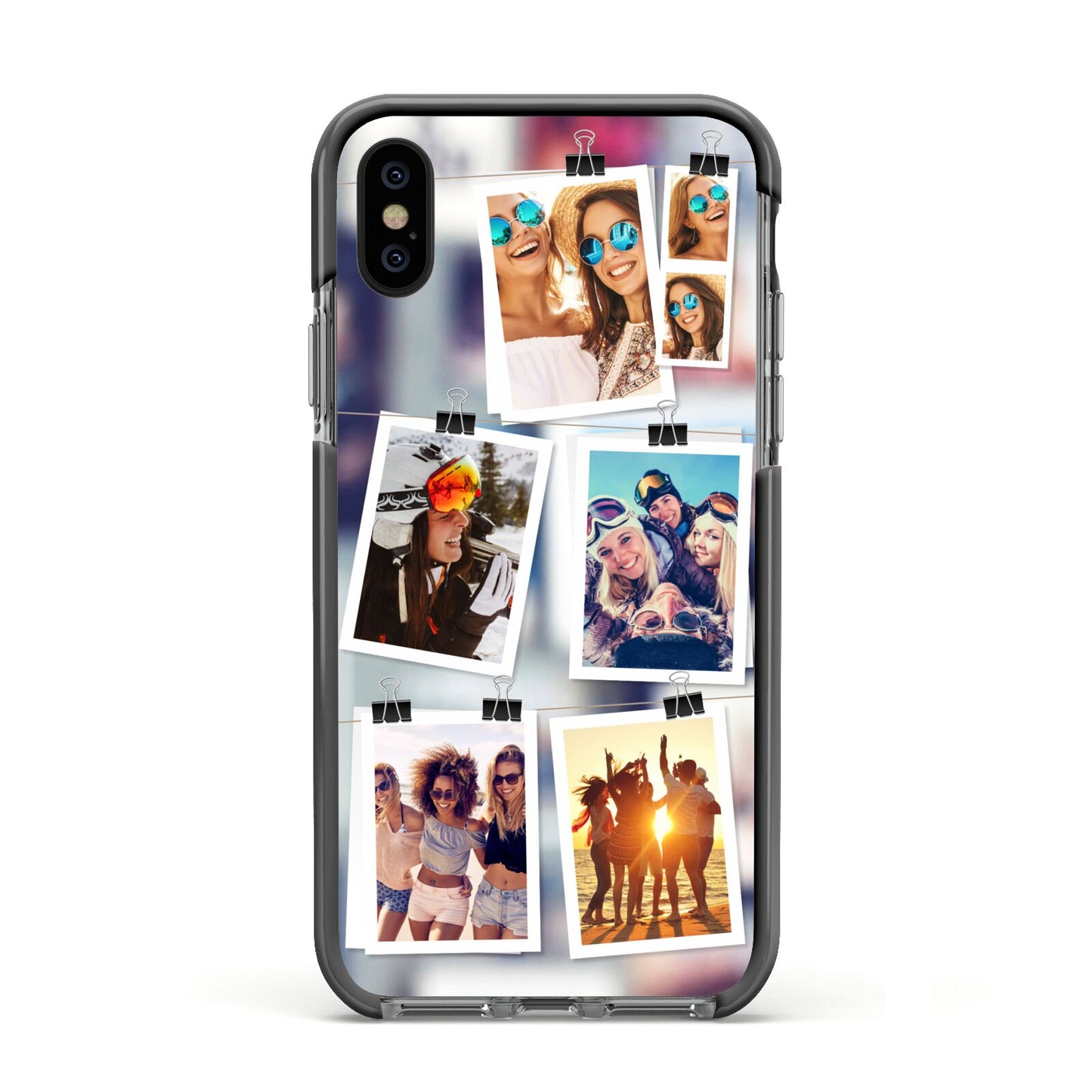 Photo Wall Montage Upload Apple iPhone Xs Impact Case Black Edge on Black Phone