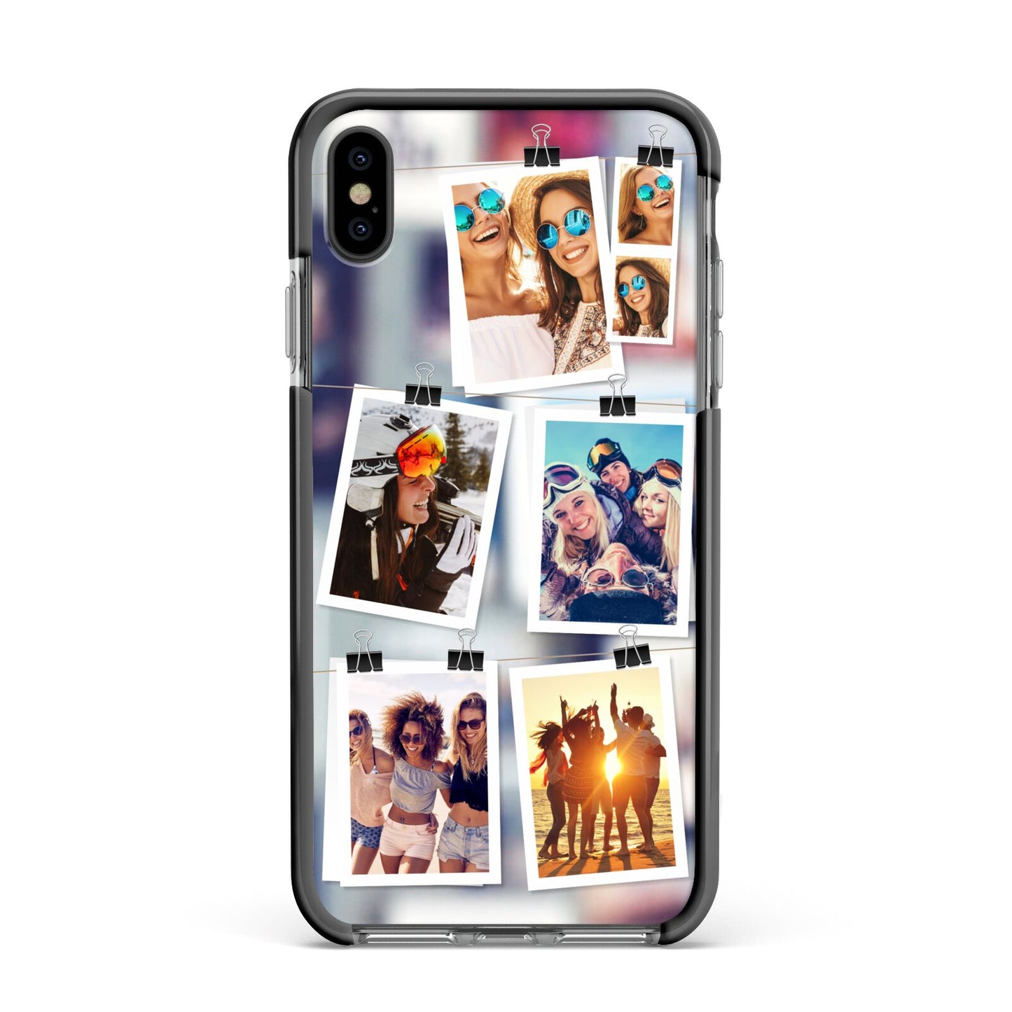Photo Wall Montage Upload Apple iPhone Xs Max Impact Case Black Edge on Black Phone