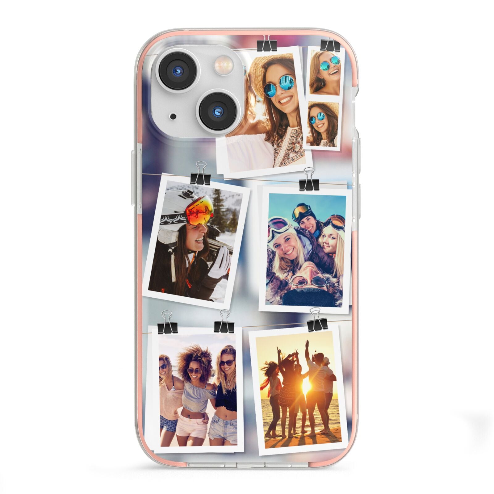 Photo Wall Montage Upload iPhone 13 Mini TPU Impact Case with Pink Edges