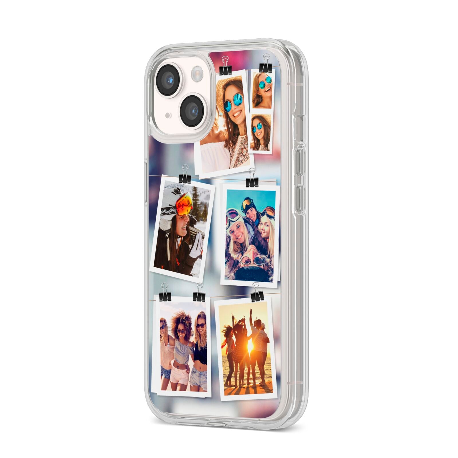 Photo Wall Montage Upload iPhone 14 Clear Tough Case Starlight Angled Image