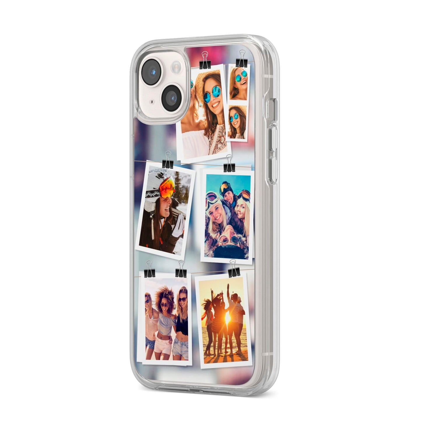 Photo Wall Montage Upload iPhone 14 Plus Clear Tough Case Starlight Angled Image