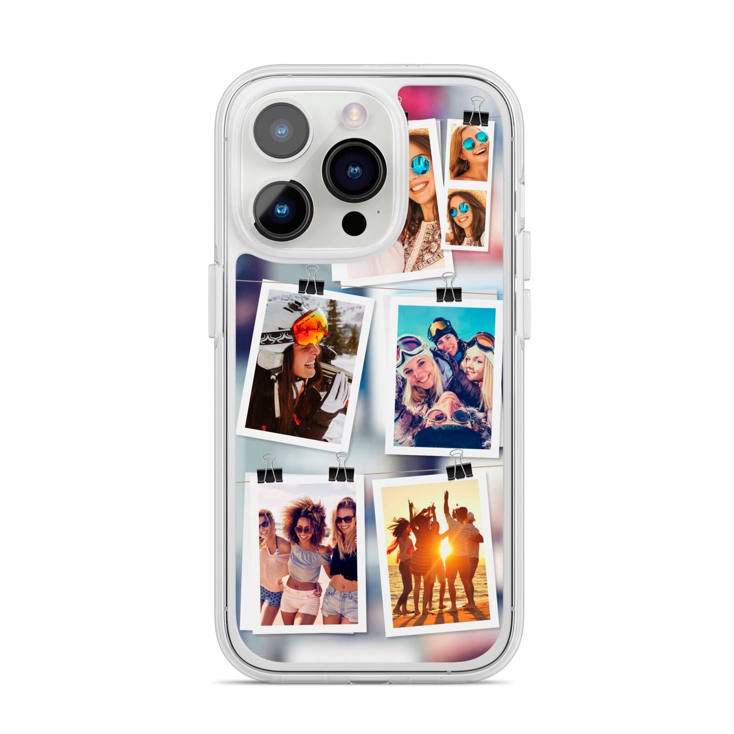 Photo Wall Montage Upload iPhone 14 Pro Clear Tough Case Silver