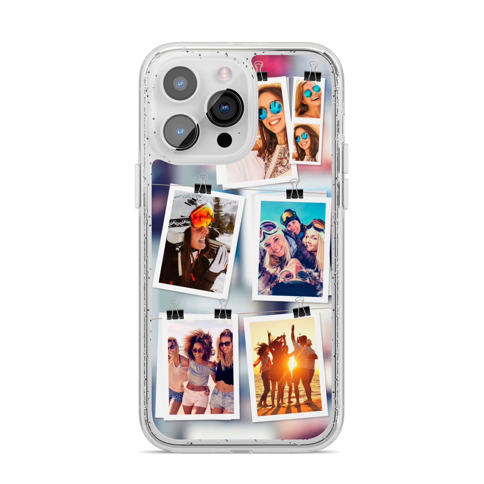 Photo Wall Montage Upload iPhone 14 Pro Max Glitter Tough Case Silver