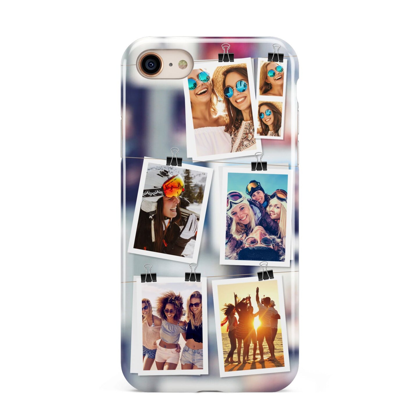 Photo Wall Montage Upload iPhone 8 3D Tough Case on Gold Phone