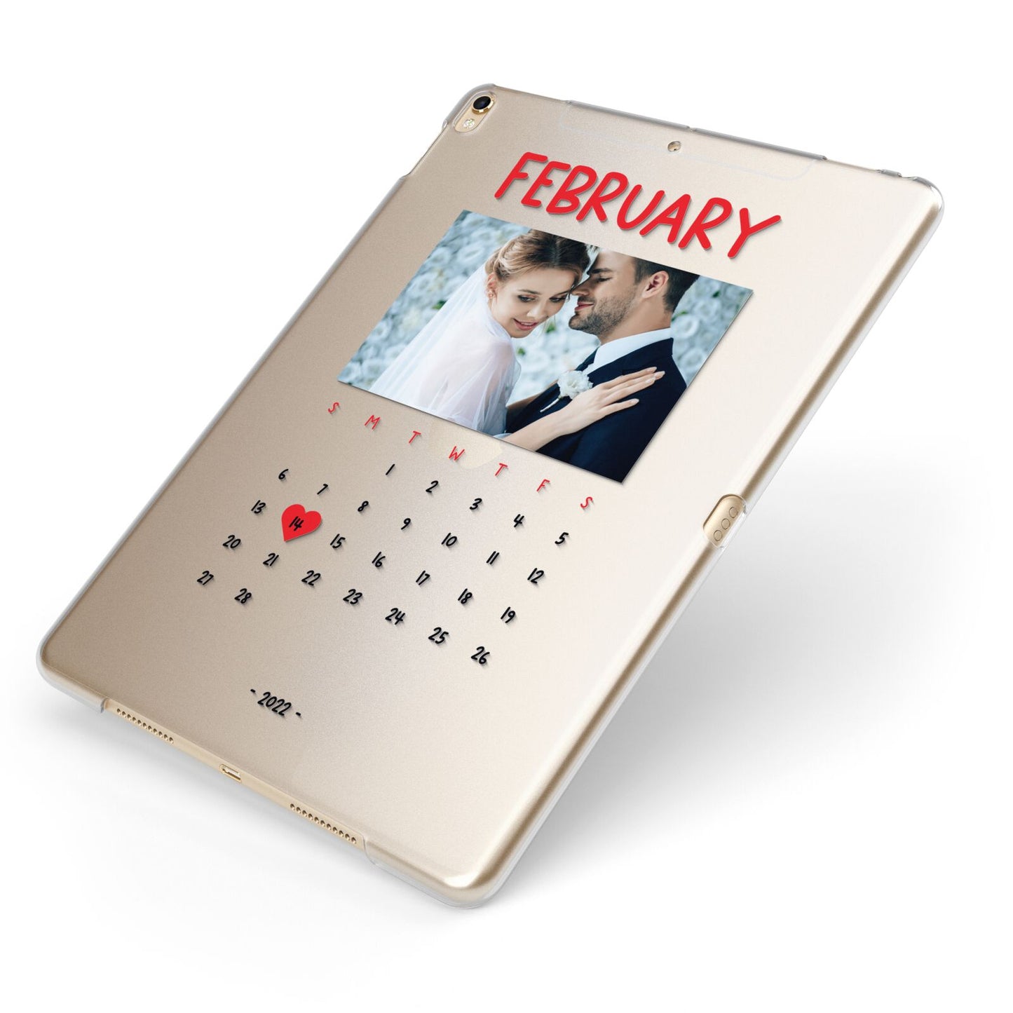 Photo Wedding Anniversary Apple iPad Case on Gold iPad Side View