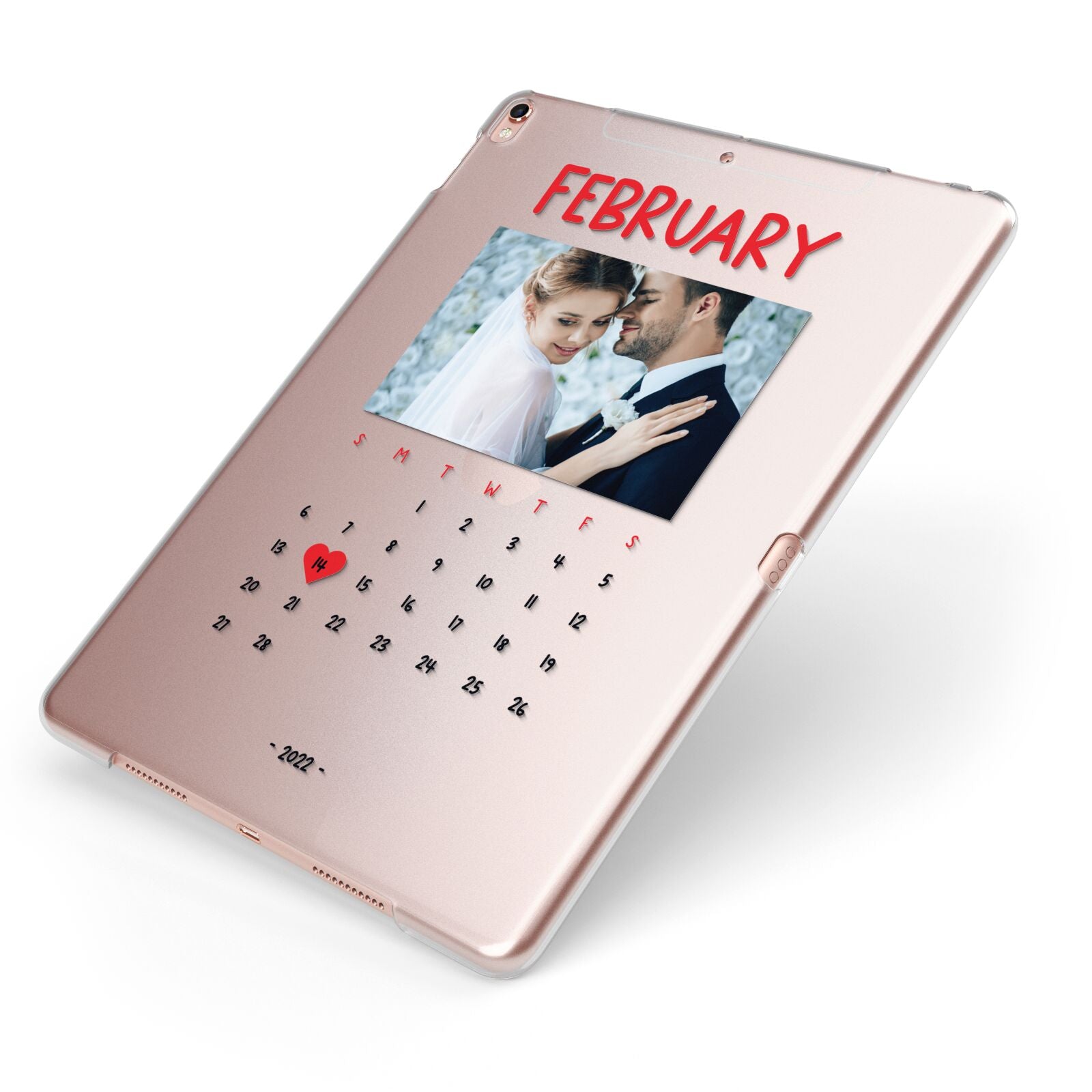 Photo Wedding Anniversary Apple iPad Case on Rose Gold iPad Side View