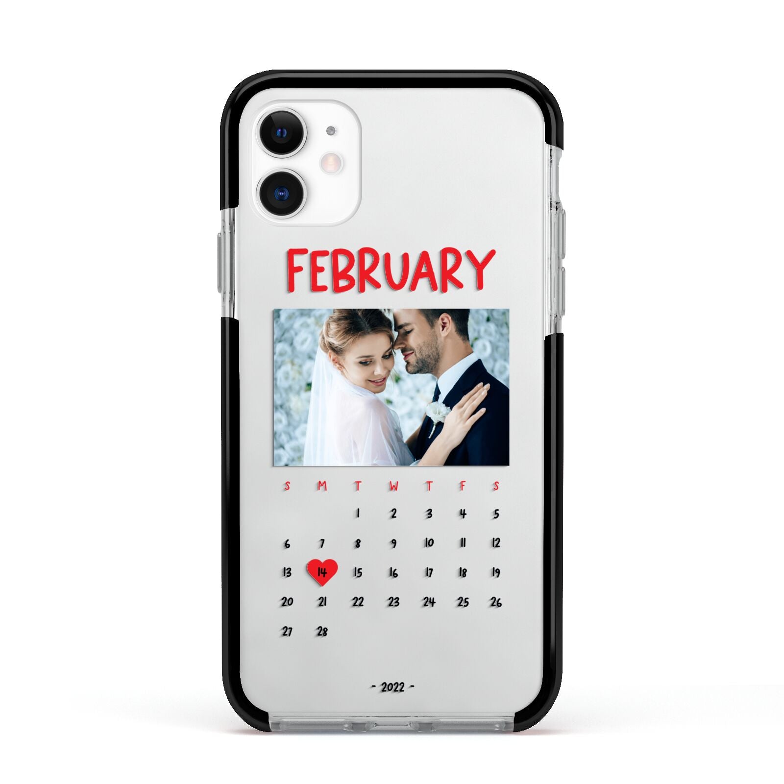 Photo Wedding Anniversary Apple iPhone 11 in White with Black Impact Case