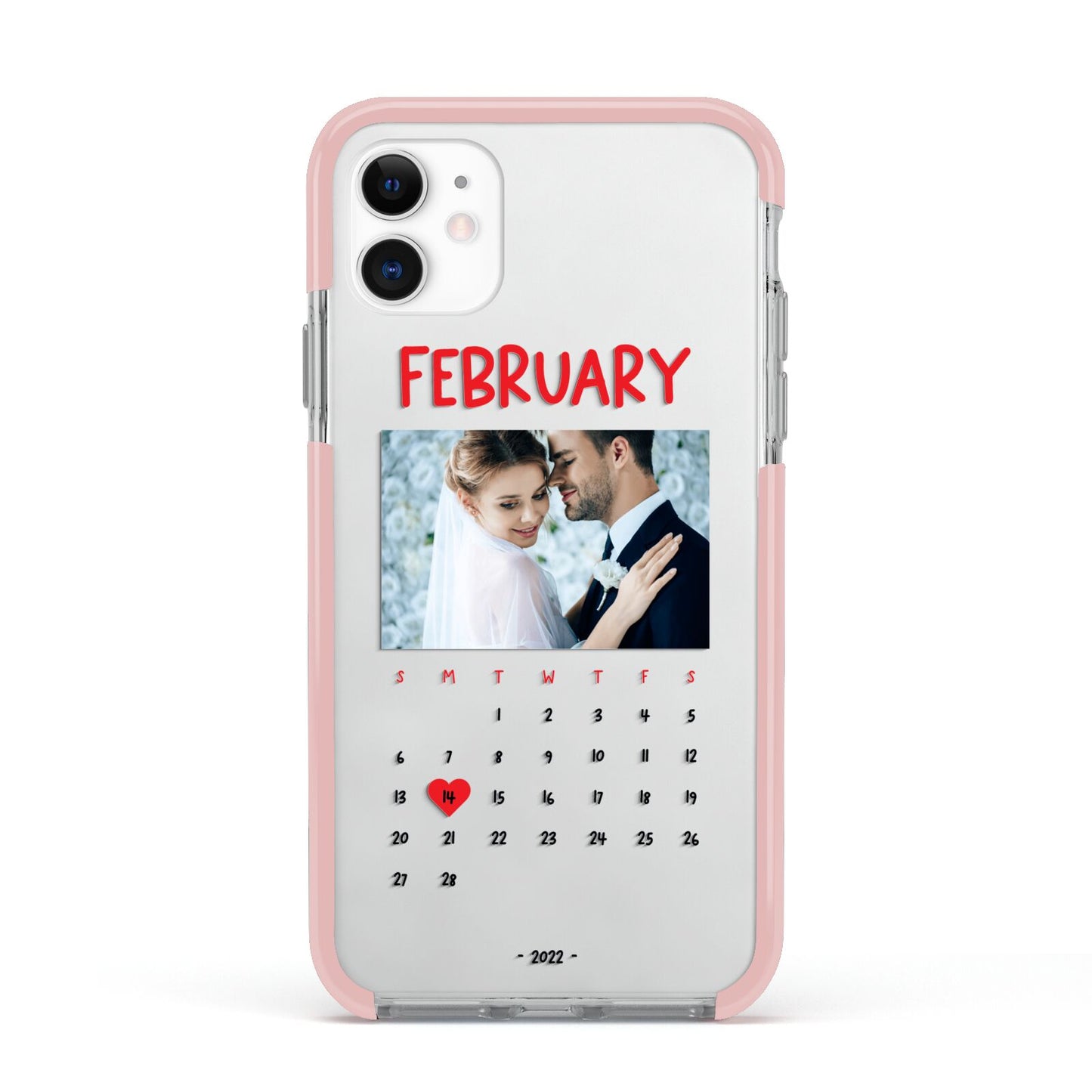Photo Wedding Anniversary Apple iPhone 11 in White with Pink Impact Case