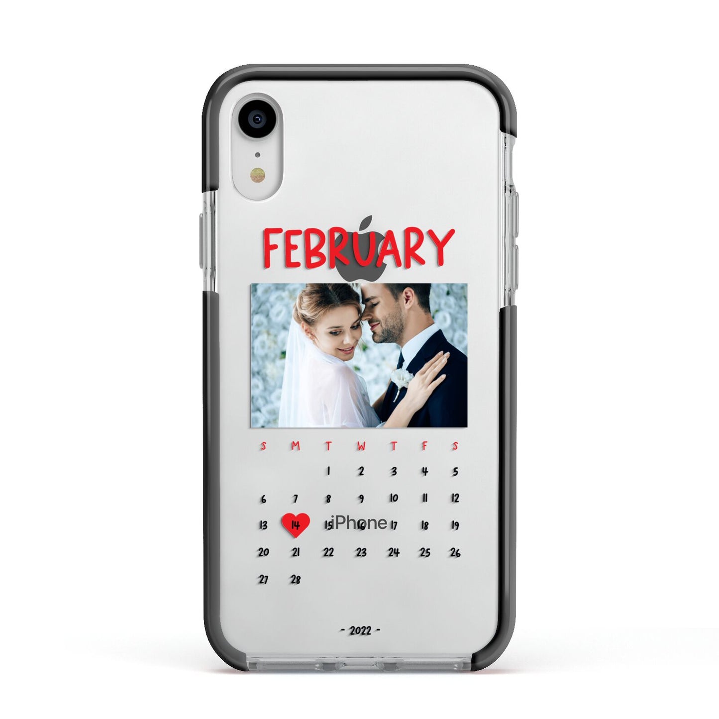 Photo Wedding Anniversary Apple iPhone XR Impact Case Black Edge on Silver Phone