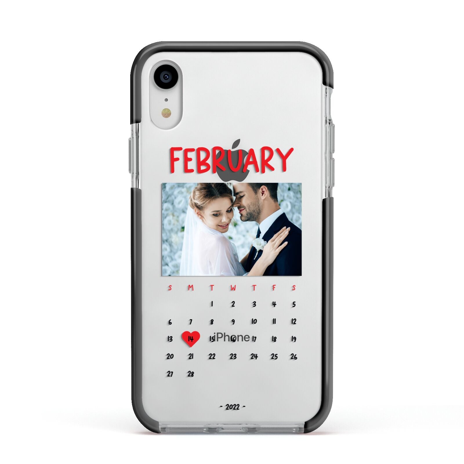 Photo Wedding Anniversary Apple iPhone XR Impact Case Black Edge on Silver Phone