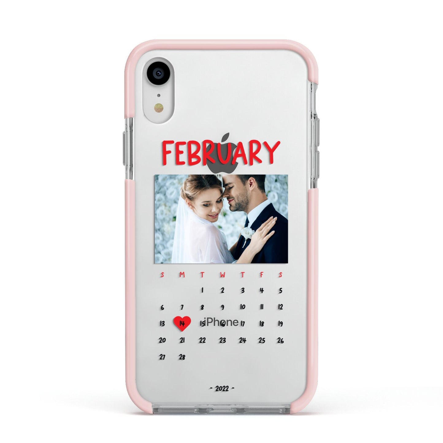 Photo Wedding Anniversary Apple iPhone XR Impact Case Pink Edge on Silver Phone