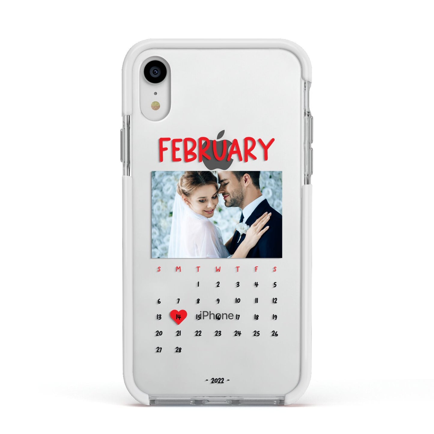 Photo Wedding Anniversary Apple iPhone XR Impact Case White Edge on Silver Phone