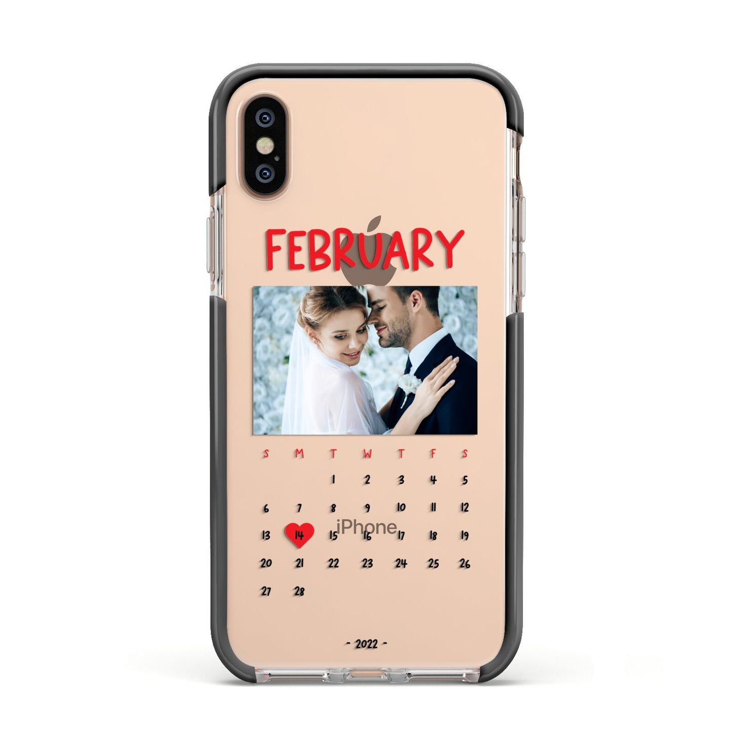 Photo Wedding Anniversary Apple iPhone Xs Impact Case Black Edge on Gold Phone