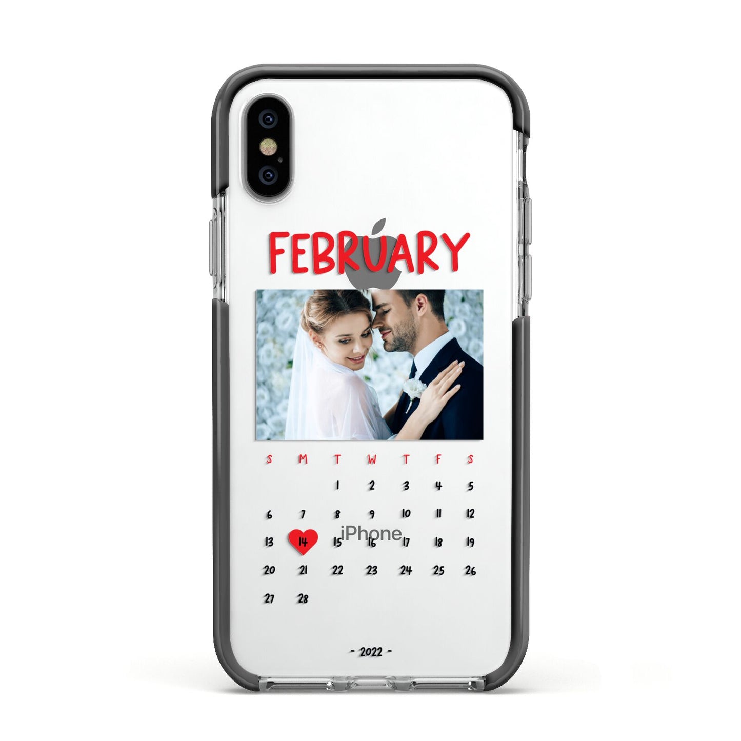 Photo Wedding Anniversary Apple iPhone Xs Impact Case Black Edge on Silver Phone