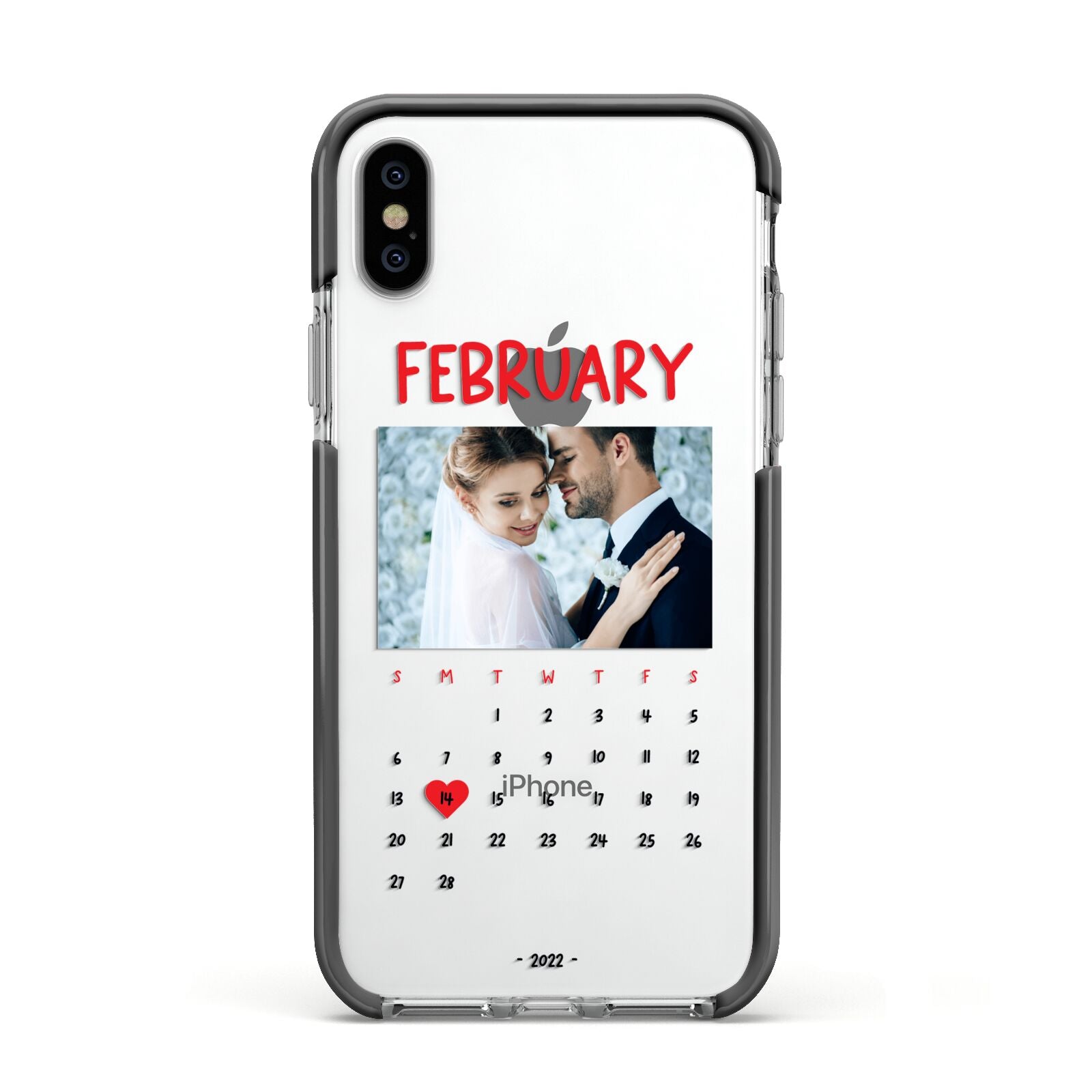 Photo Wedding Anniversary Apple iPhone Xs Impact Case Black Edge on Silver Phone