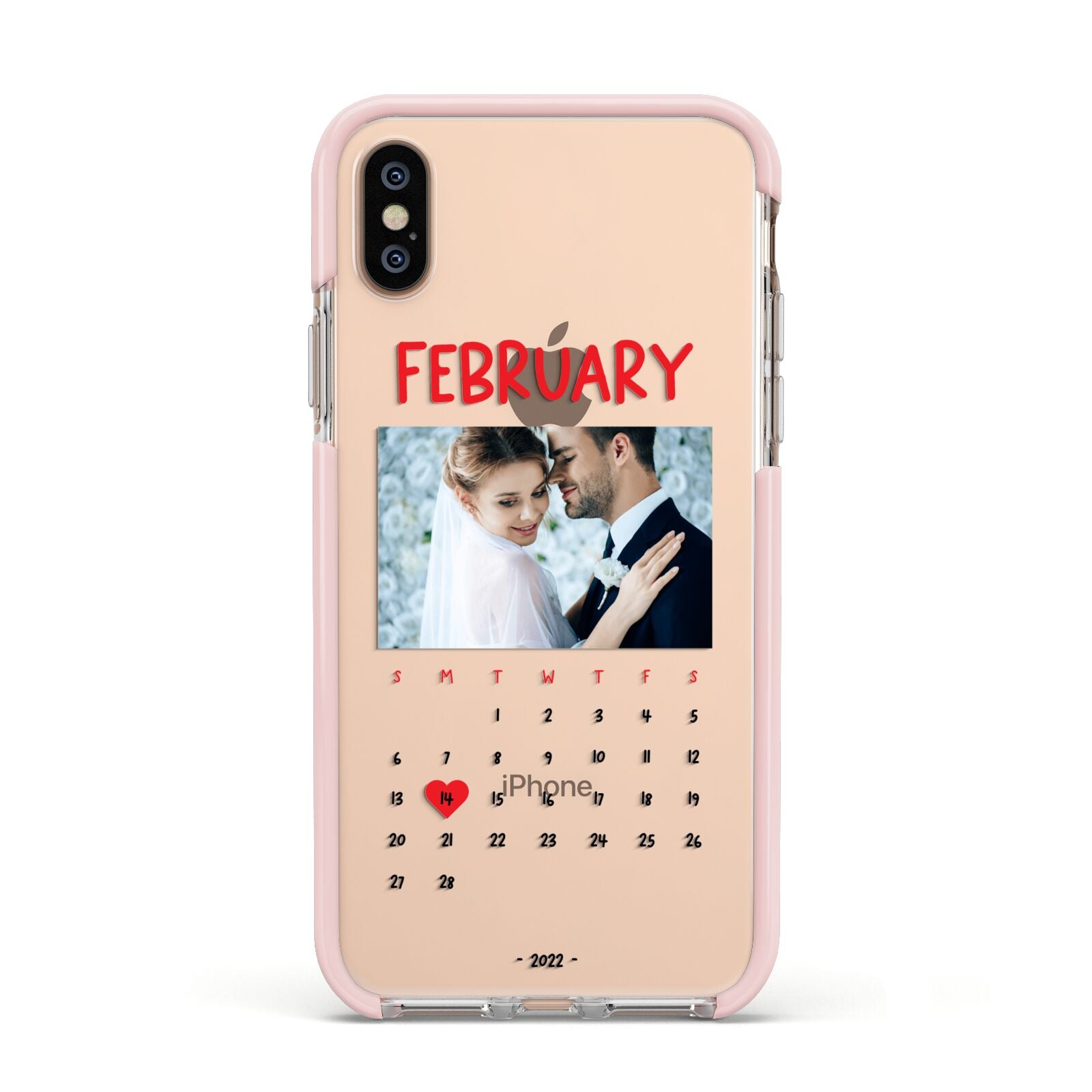 Photo Wedding Anniversary Apple iPhone Xs Impact Case Pink Edge on Gold Phone