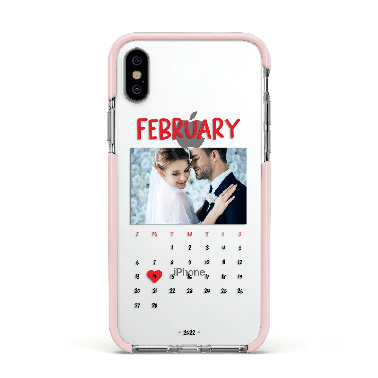 Photo Wedding Anniversary Apple iPhone Xs Impact Case Pink Edge on Silver Phone