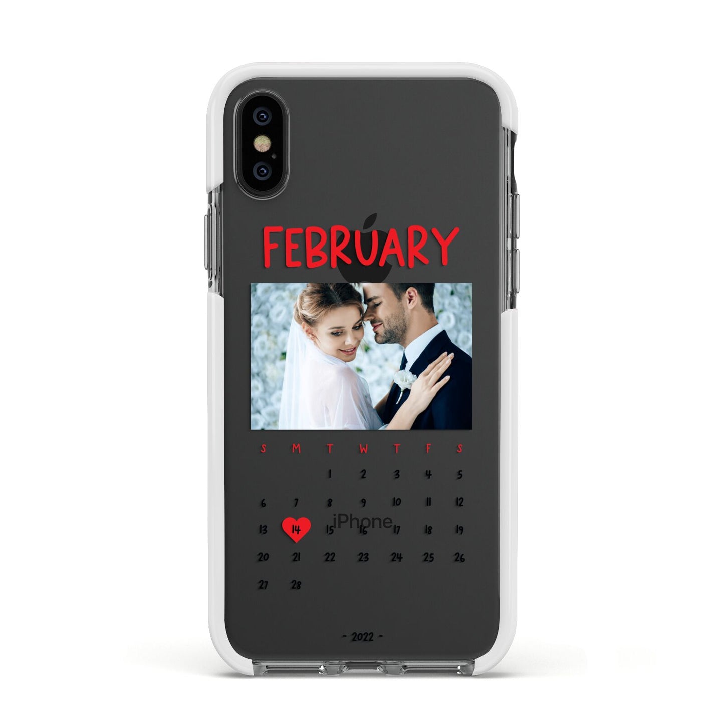 Photo Wedding Anniversary Apple iPhone Xs Impact Case White Edge on Black Phone