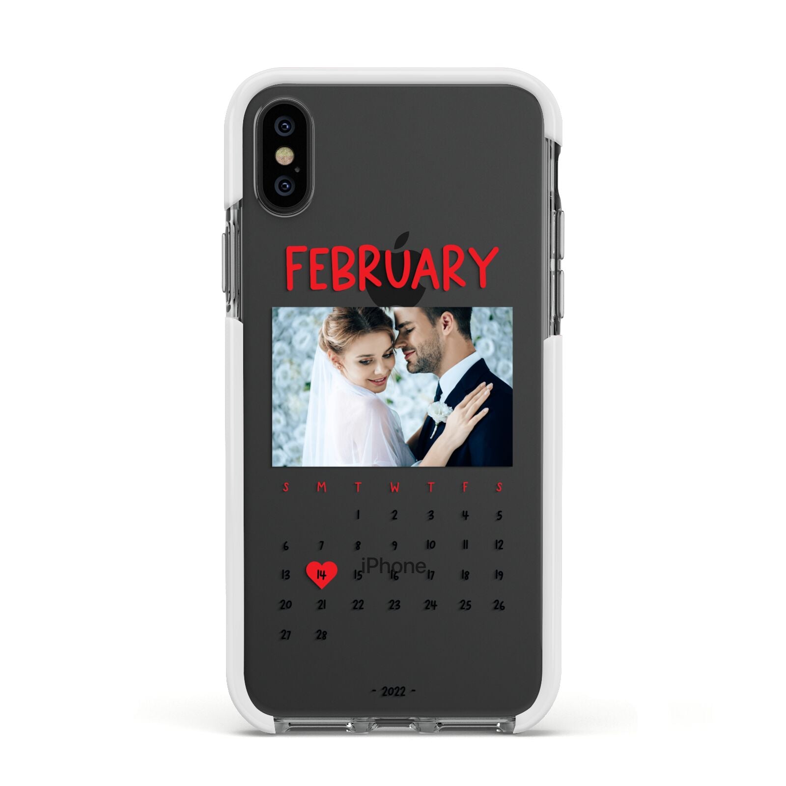 Photo Wedding Anniversary Apple iPhone Xs Impact Case White Edge on Black Phone