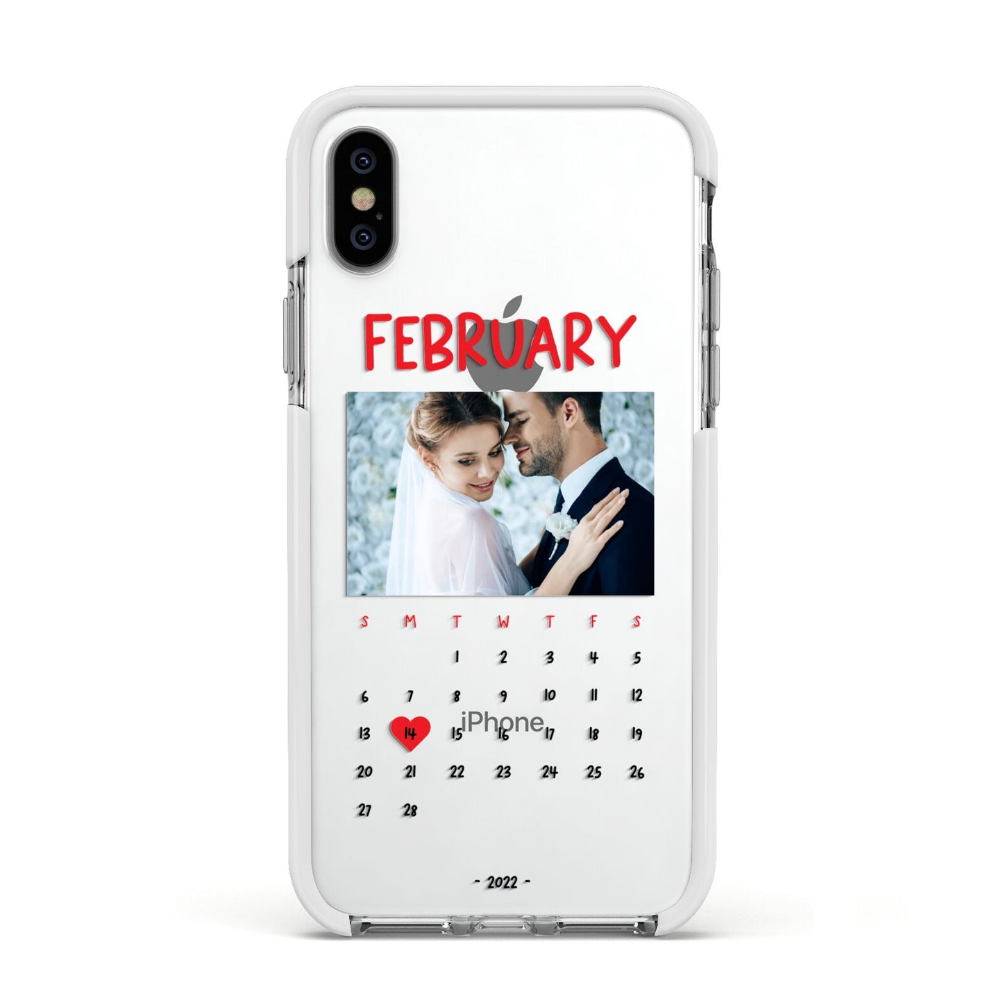 Photo Wedding Anniversary Apple iPhone Xs Impact Case White Edge on Silver Phone