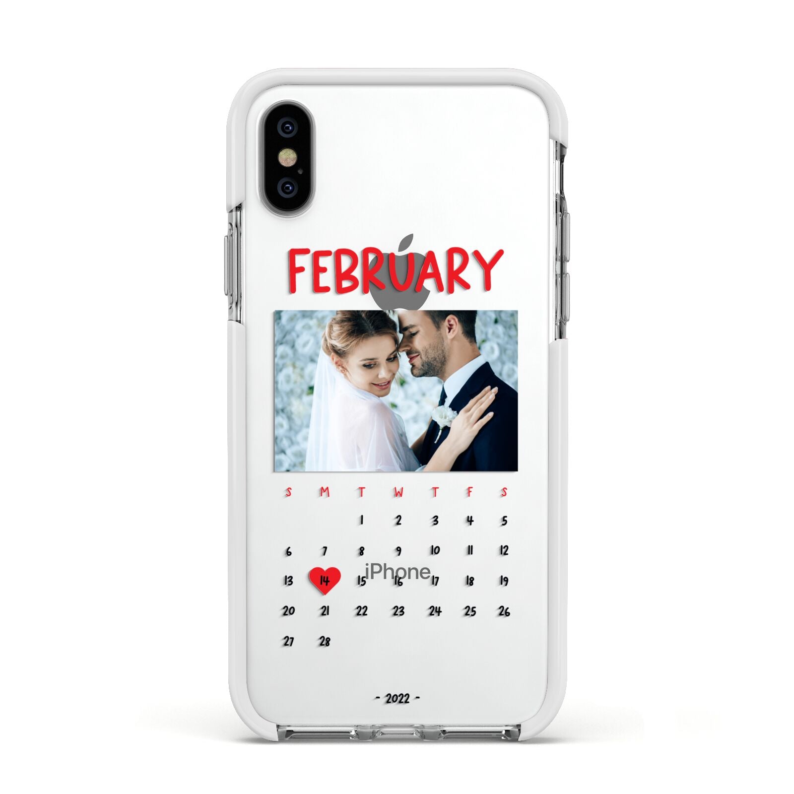 Photo Wedding Anniversary Apple iPhone Xs Impact Case White Edge on Silver Phone