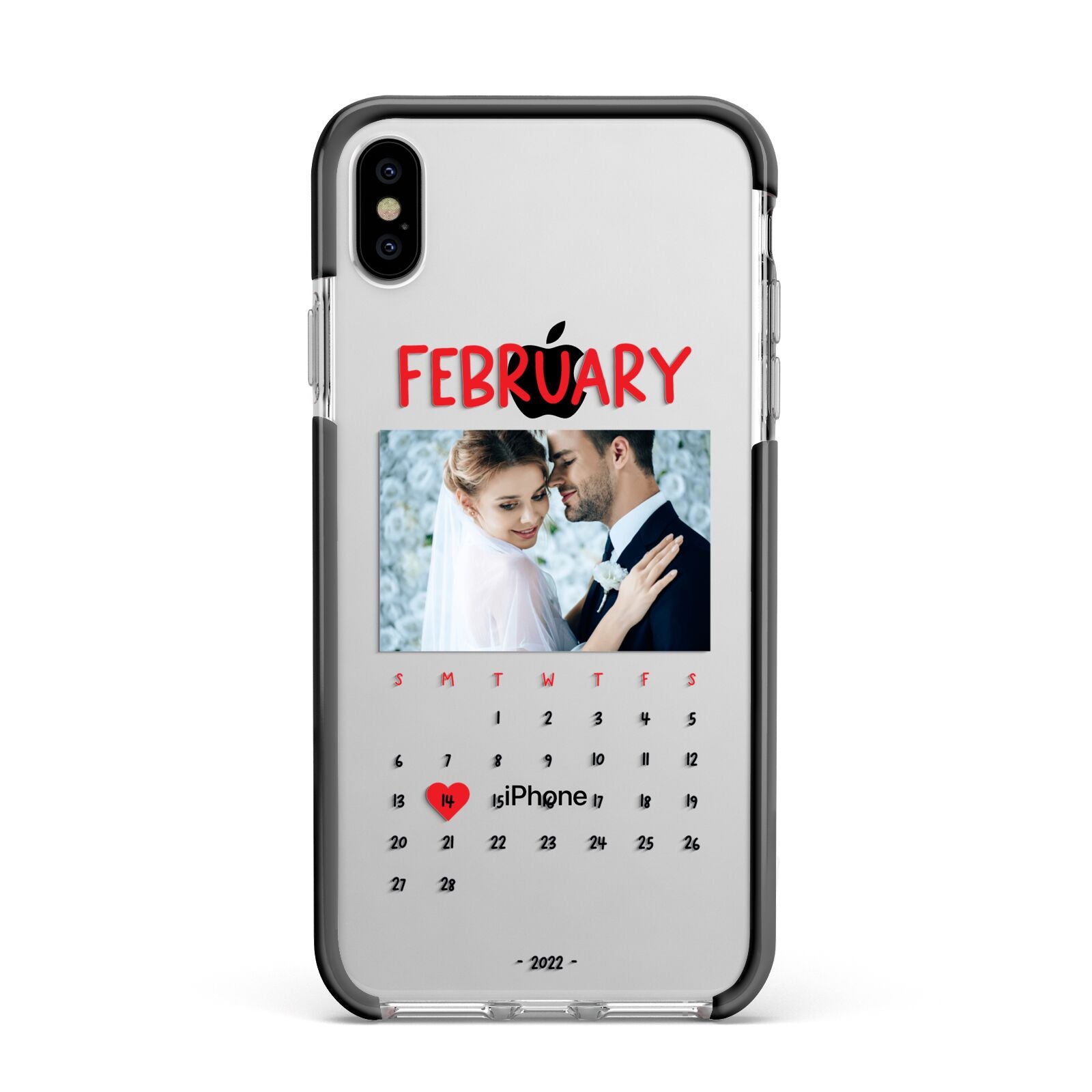 Photo Wedding Anniversary Apple iPhone Xs Max Impact Case Black Edge on Silver Phone
