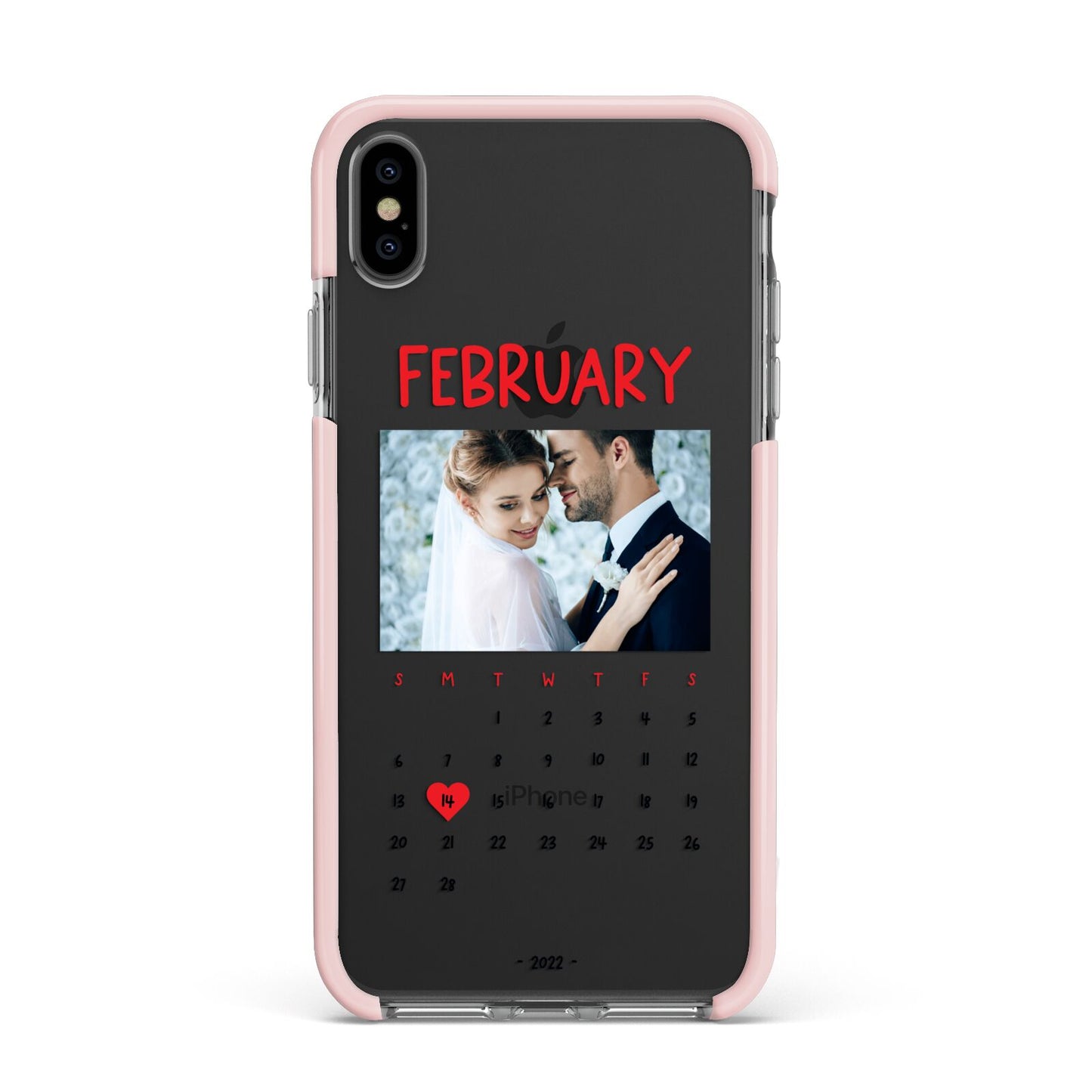 Photo Wedding Anniversary Apple iPhone Xs Max Impact Case Pink Edge on Black Phone