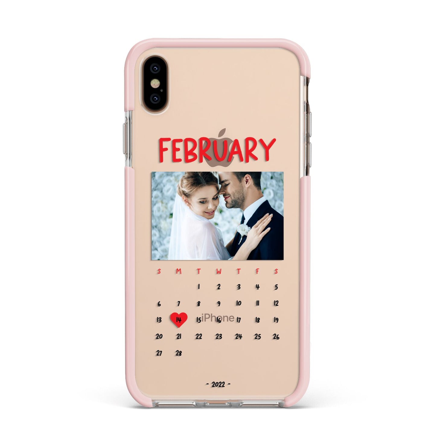 Photo Wedding Anniversary Apple iPhone Xs Max Impact Case Pink Edge on Gold Phone