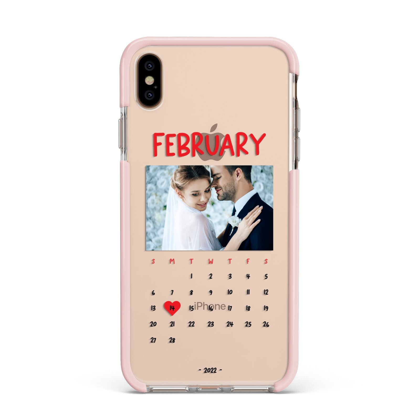 Photo Wedding Anniversary Apple iPhone Xs Max Impact Case Pink Edge on Gold Phone